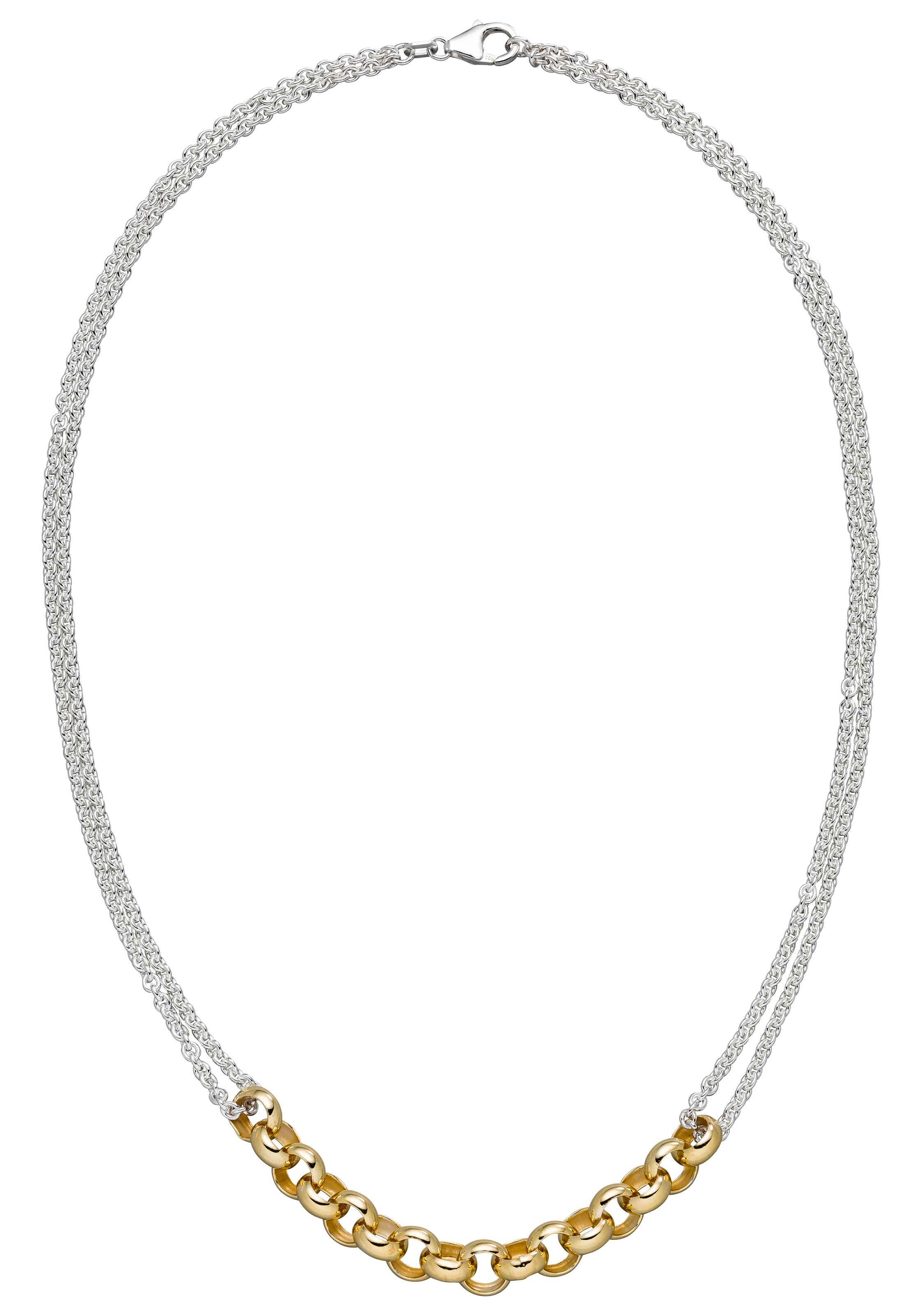 JOBO Damen Kette ohne Anhänger "2-reihig", Silber 925 (Sterlingsilber), L: 42, gold, Silber 925 (Sterlingsilber), Halsketten, 925 Silber bicolor