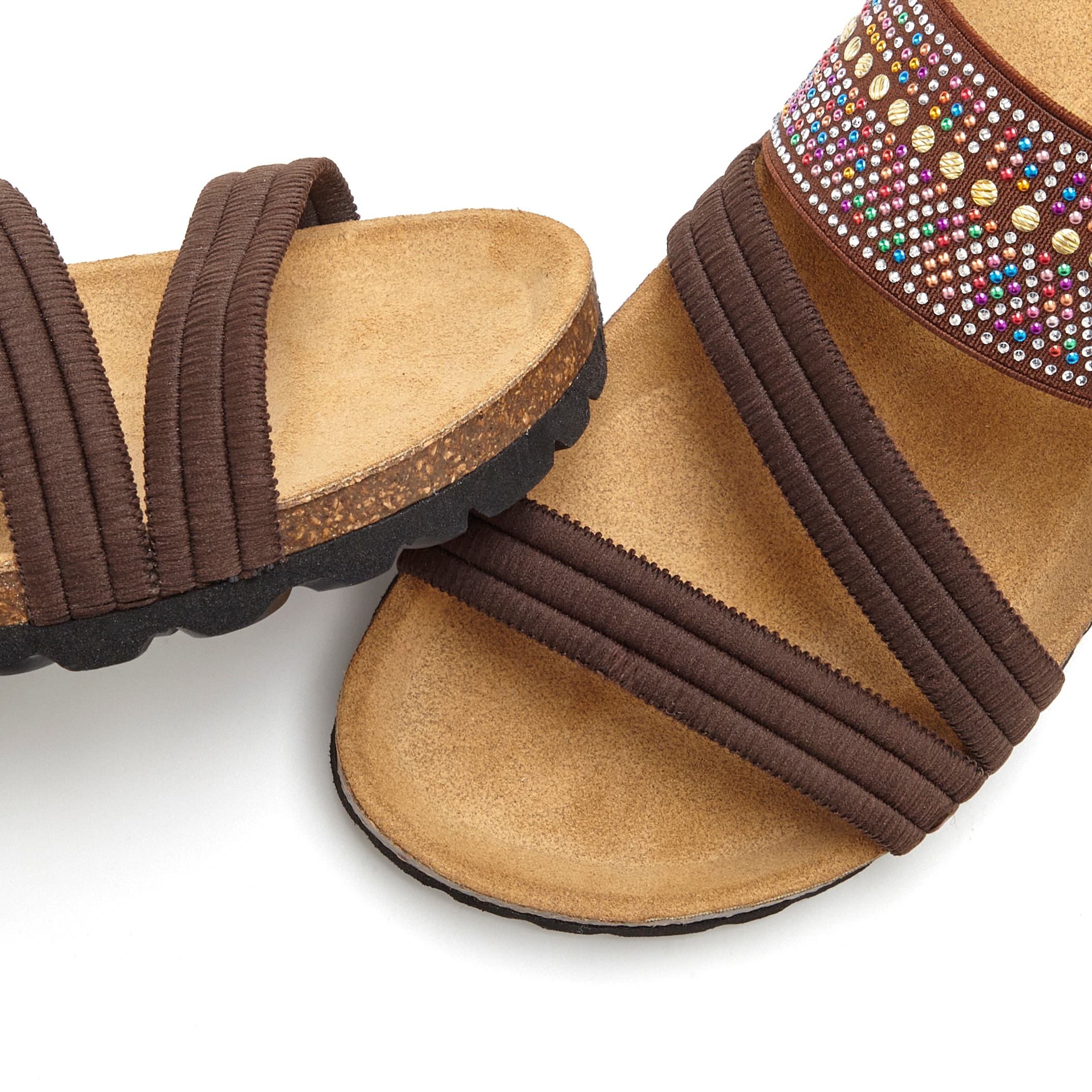 LASCANA Pantolette »Mule, Sandale, offener Schuh, Sommerschuh,«  mit Komfortkorkfußbett aus Leder und elastischen Riemen