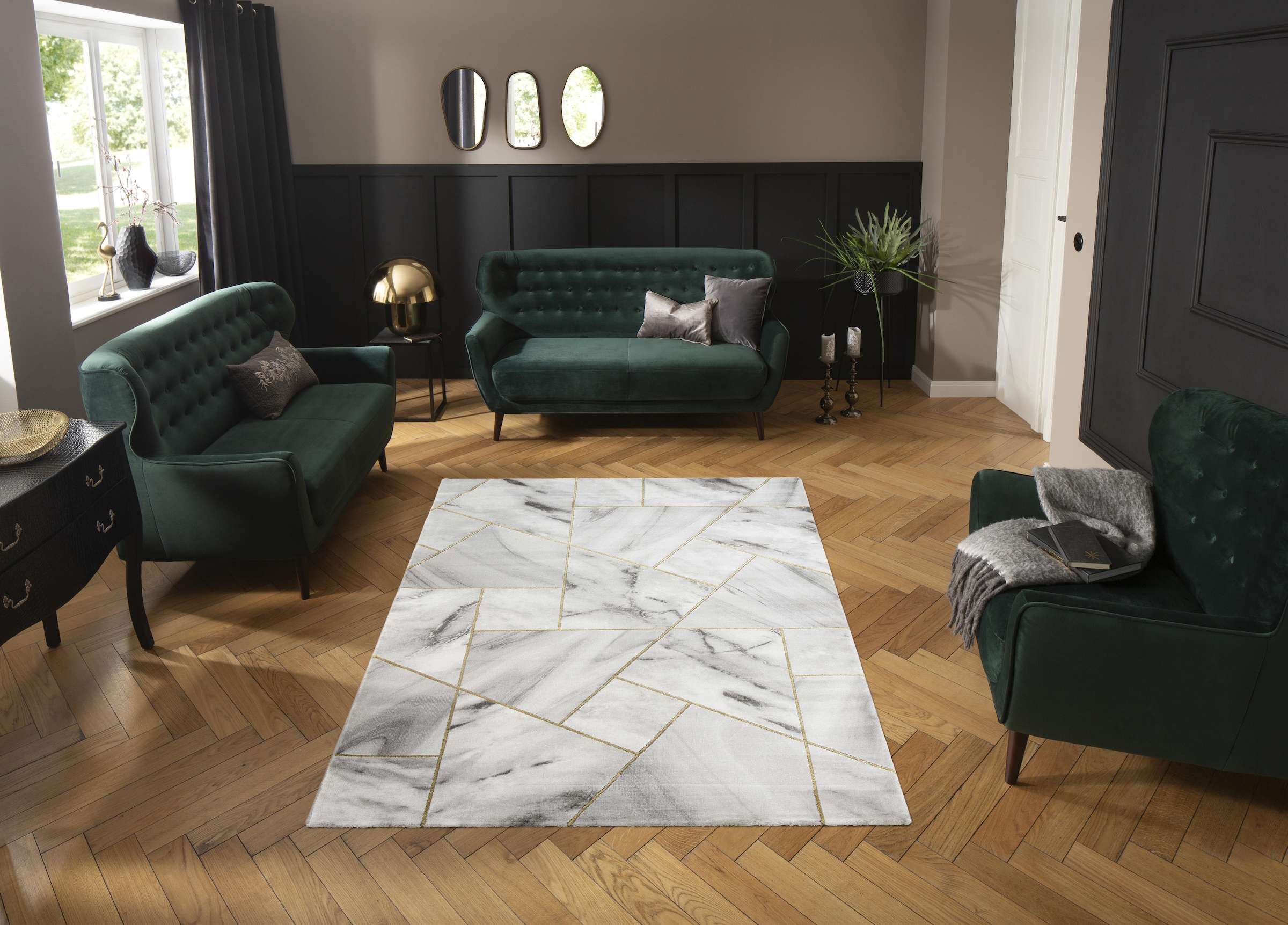 Teppich BAUR Hoch-Tief-Effekt, Leonique Muster, rechteckig, Marmor-Design, Kurzflor geometrisches kaufen | »Lerina«,