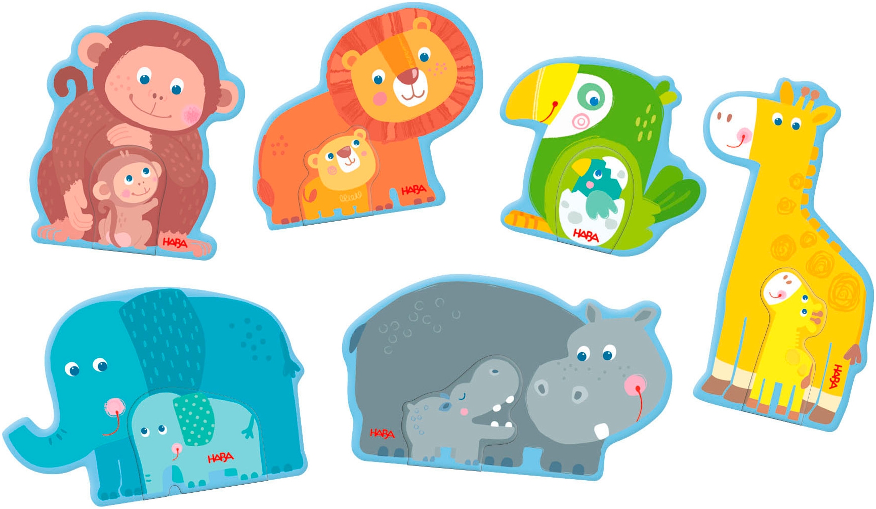 Haba Puzzle »6 erste Puzzles Tierfamilie«, (12 tlg.)
