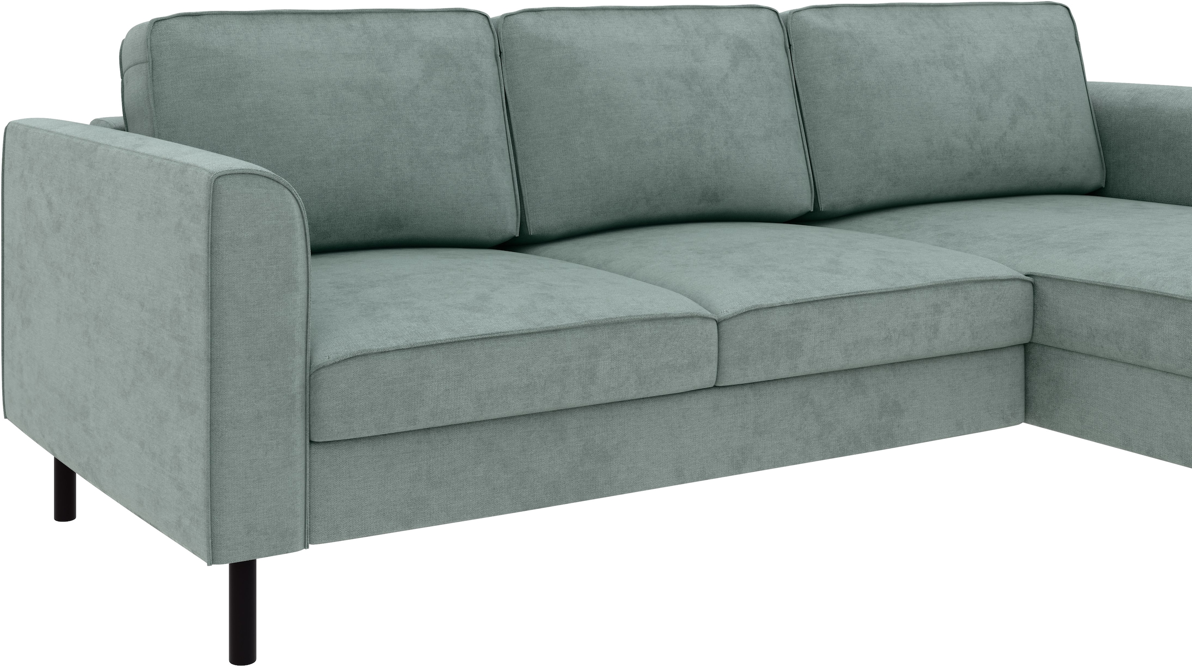 Home affaire Ecksofa »Booster II, whlw. mit Schlaffunktion & Bettkasten, Fuß schwarz« Recamiere beidseitig montierbar, Sofa in L-Form, 232 cm