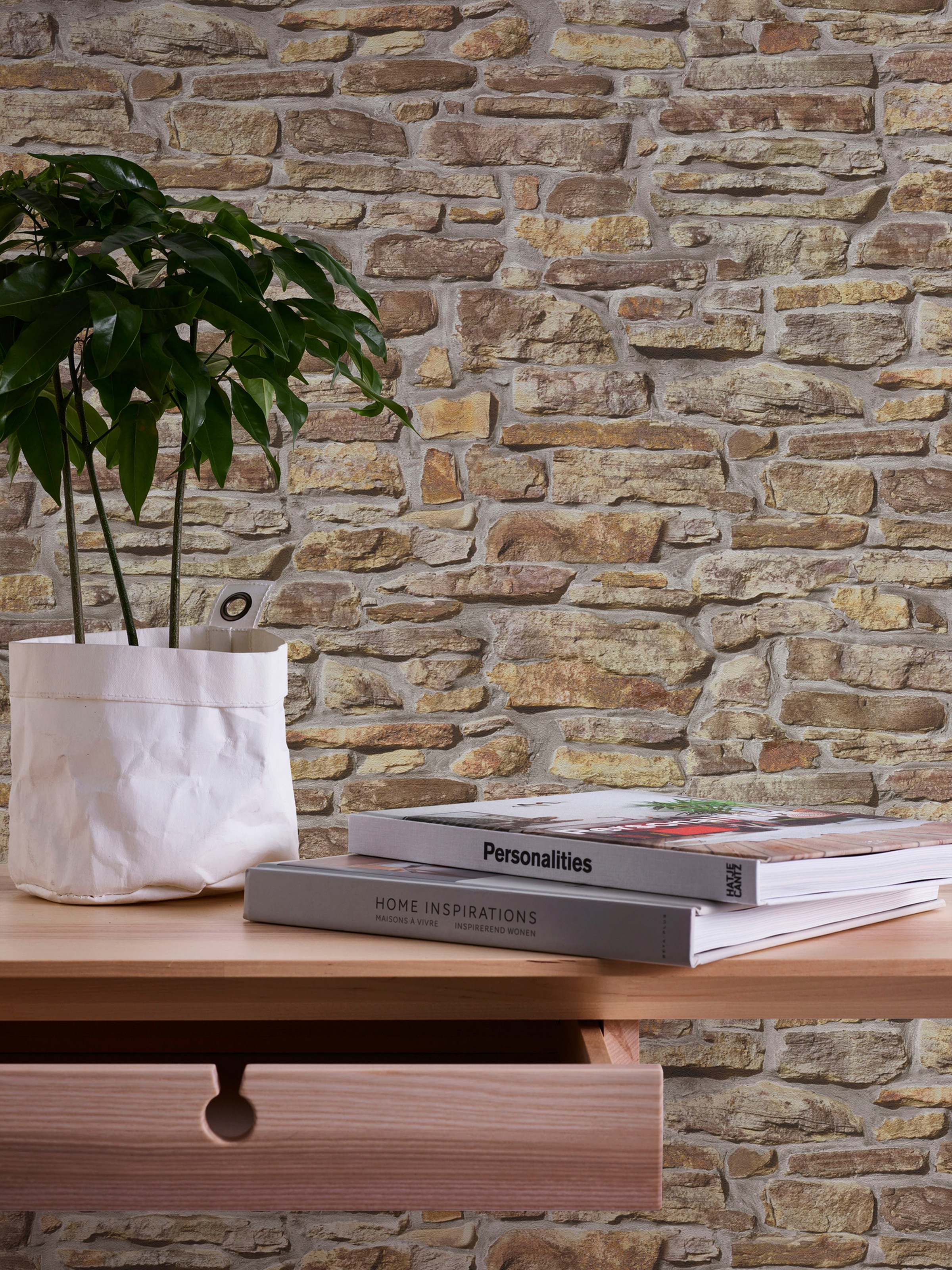 A.S. Création Vliestapete "Bricks & Stones Stein" gemustert matt neutral leicht strukturiert Steintapete Natursteintapete Tapeten Wohnzimmer Schlafzimmer Küche