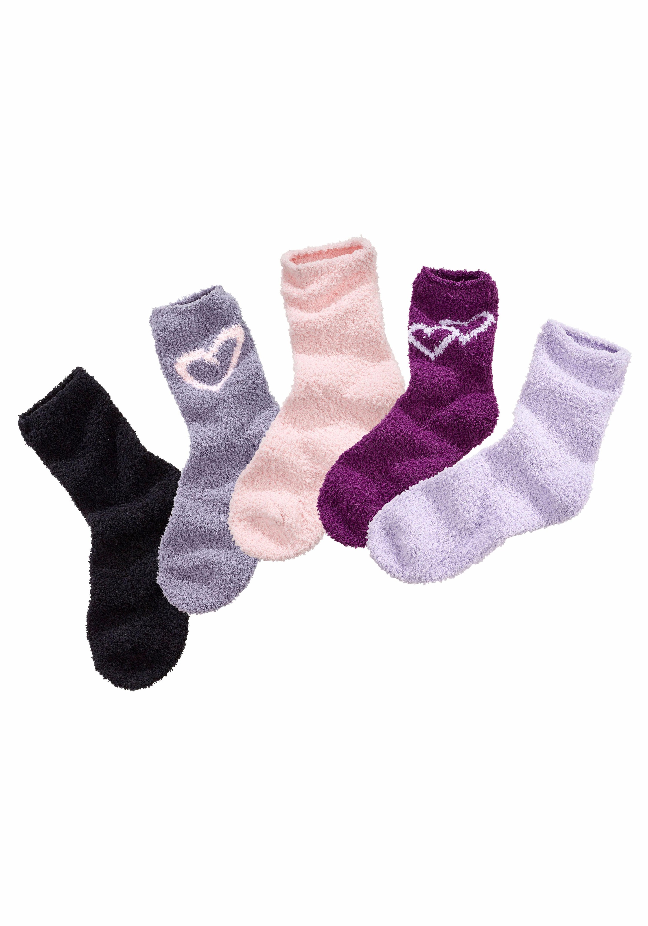 Lavana Kuschelsocken, (Packung, 5 Paar), mit Herzen am Bund günstig online kaufen