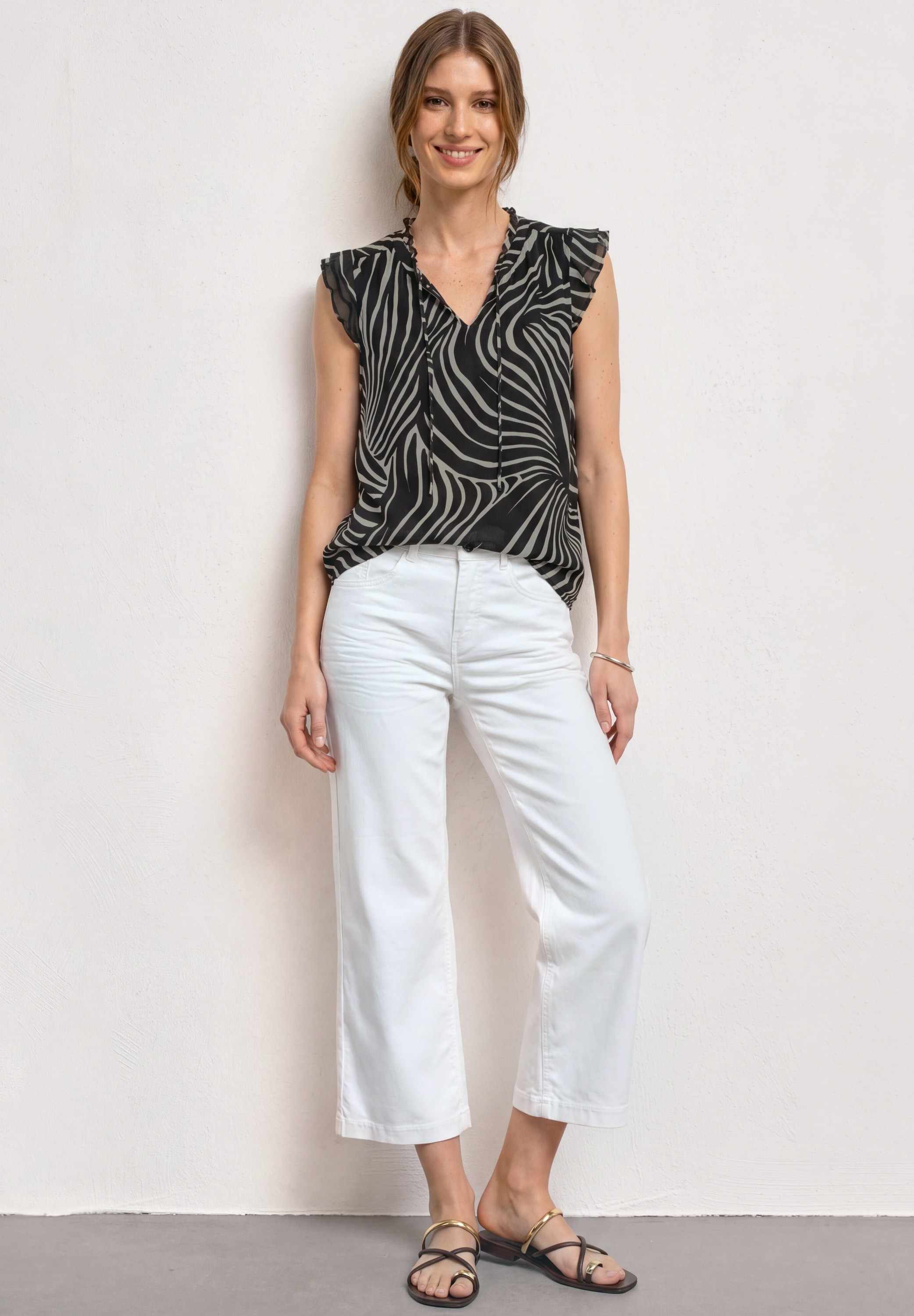 STREET ONE Blusentop mit Chiffon-Layer
