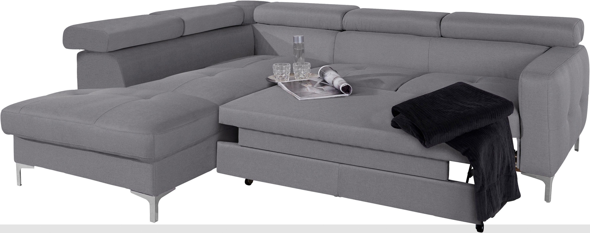 COTTA Ecksofa »Sammy L-Form«, inklusive Kopfteilverstellung, wahlweise mit Bettfunktion