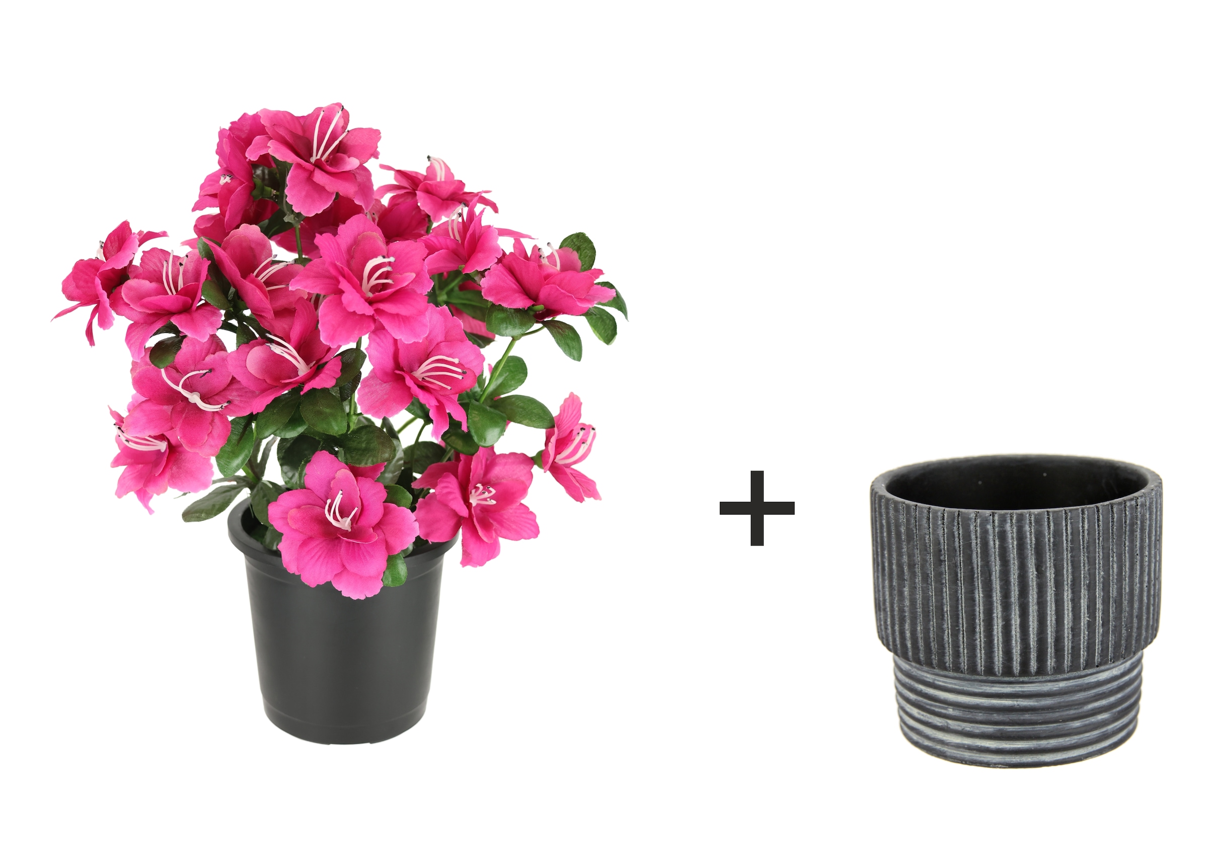 I.GE.A. Kunstblume »Azaleen im Übertopf 28cm Rhododendron Blumen künstlich Seidenblume« Topfpflanze Blühende Pflanze Blume Kunstpflanze Zimmerpflanze
