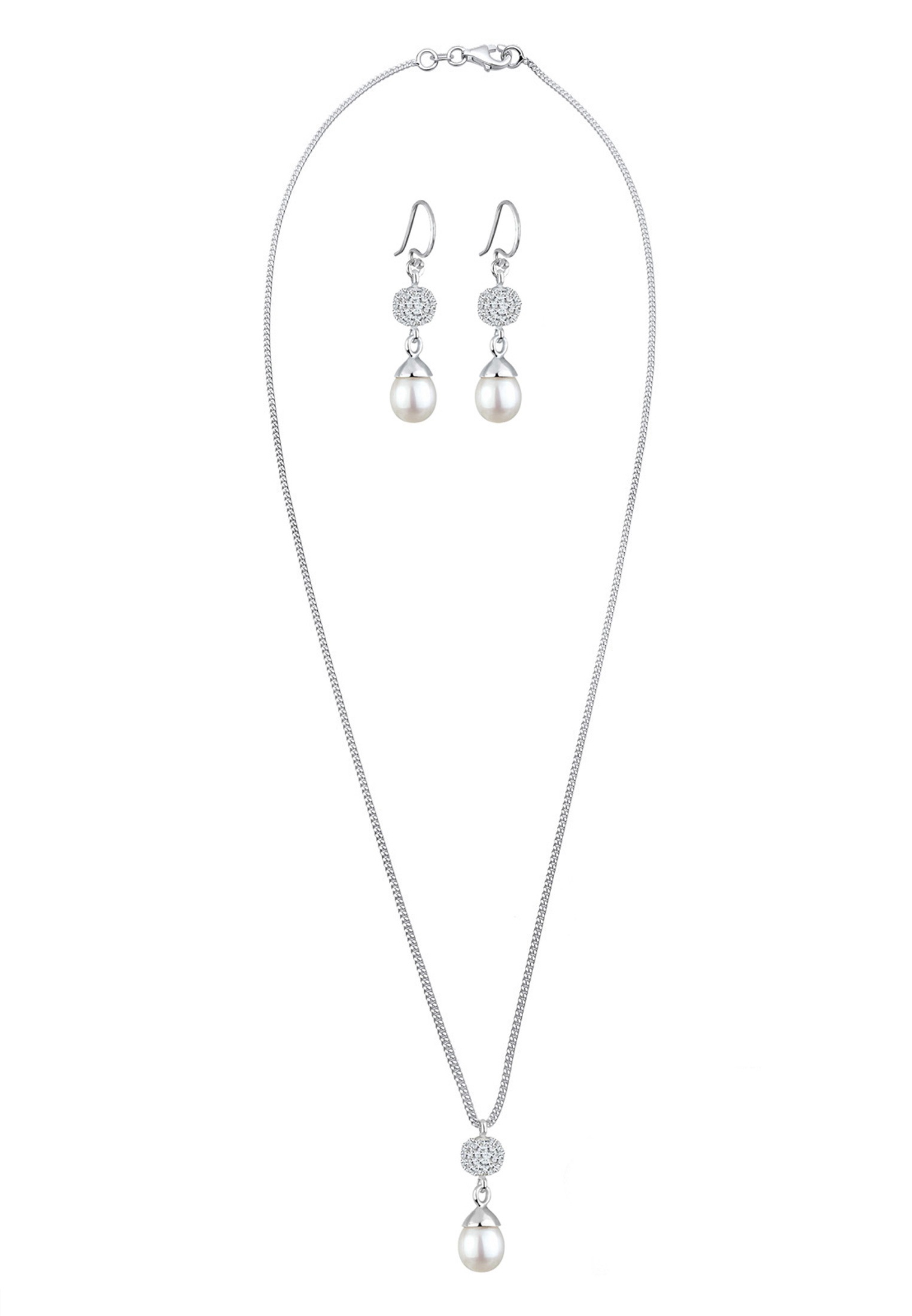 Elli Ohrring und Ketten Set »Schmuckset Kette und Ohrhänger mit Perlen Silber, mit Kristallen von Swarovski®« ()