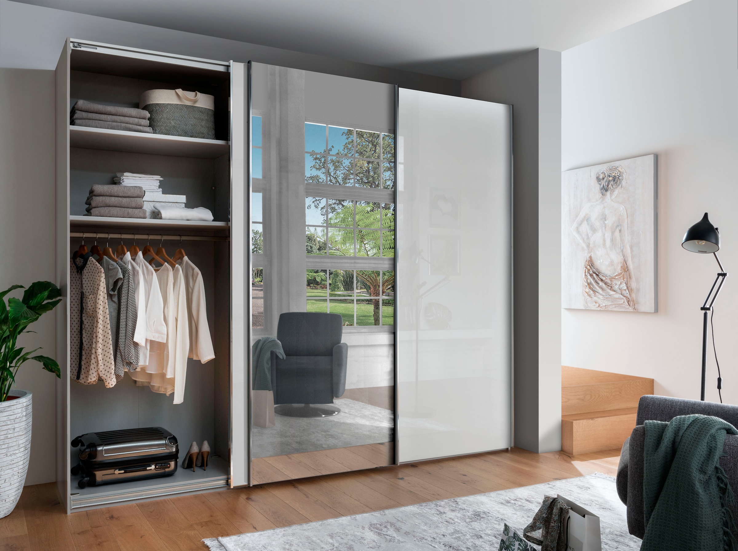 WIEMANN Schwebetürenschrank »Monaco«, hochwertige Glas- und Spiegelfront