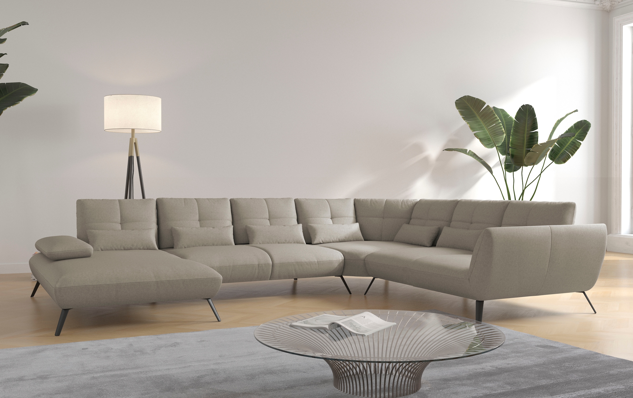 OTTO home Wohnlandschaft "Mikado U-Form" inkl. Sitztiefenverstellung und Armteilverstellung