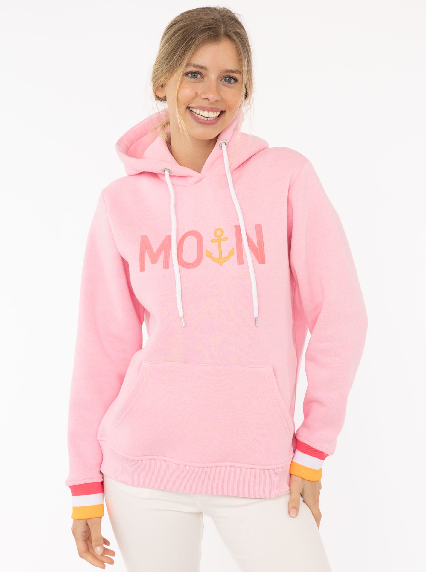 Zwillingsherz Hoodie ""Rahel"", mit "MOIN" und Anker Stickerei, kontrastfar günstig online kaufen
