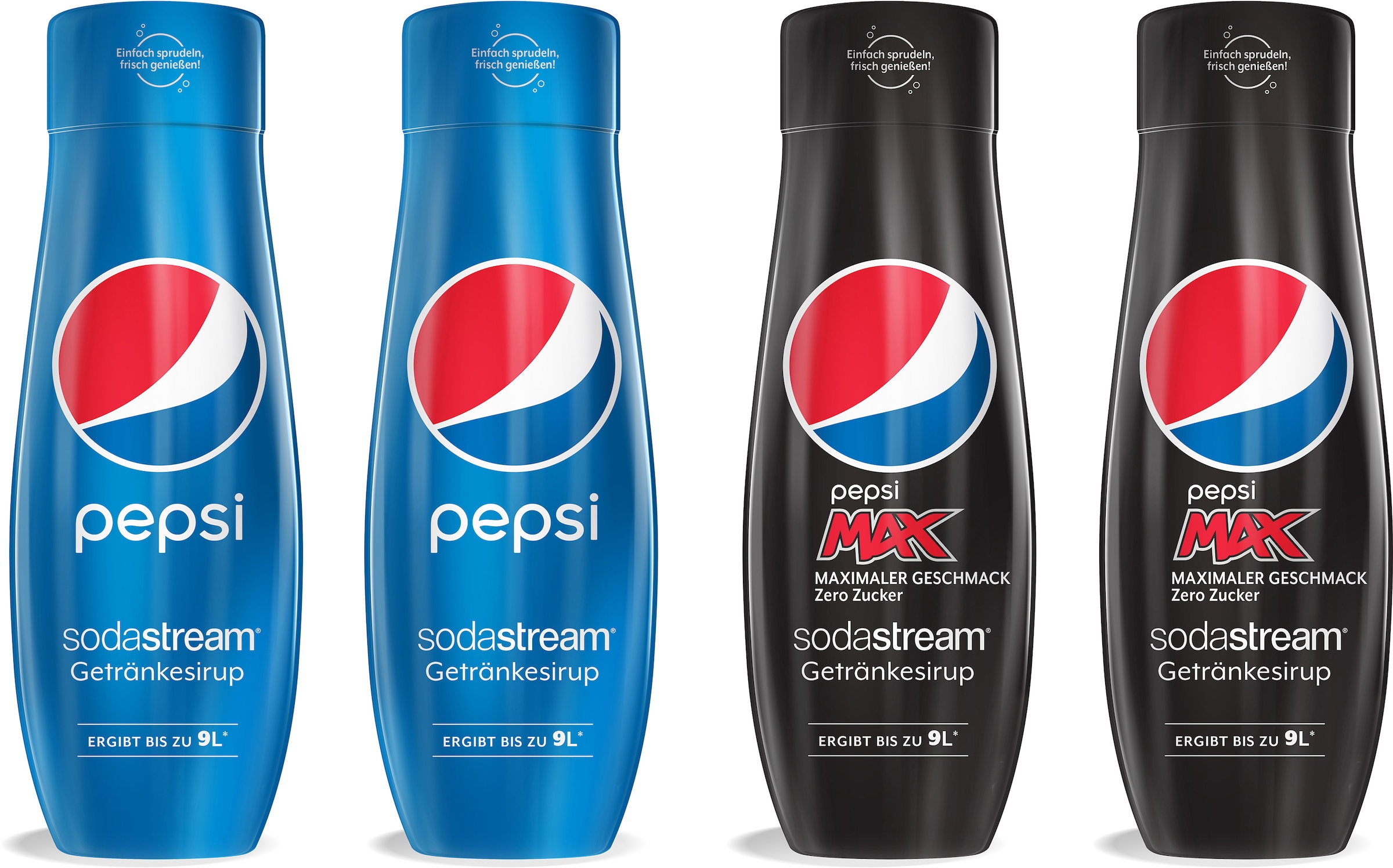 Getränke-Sirup, Pepsi & PepsiMax, (4 Flaschen), für bis zu 9 Liter Fertiggetränk