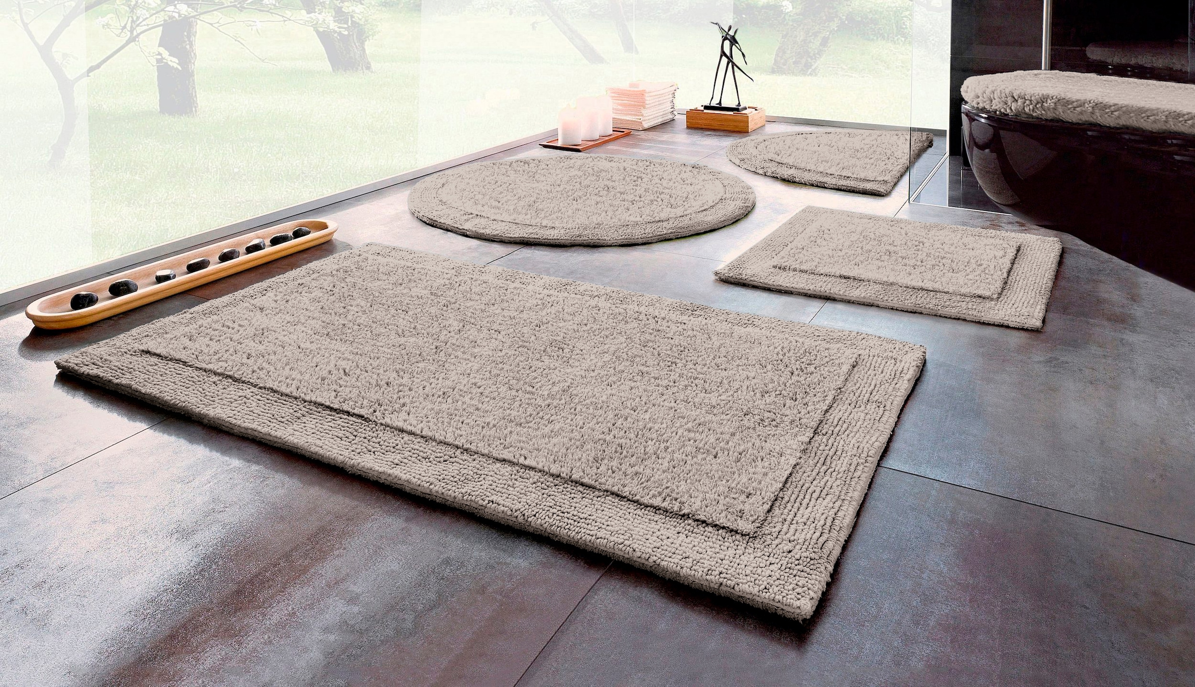 my home Badematte "Kapra, Badvorleger, Badezimmer Teppich" Höhe 14 mm beids günstig online kaufen