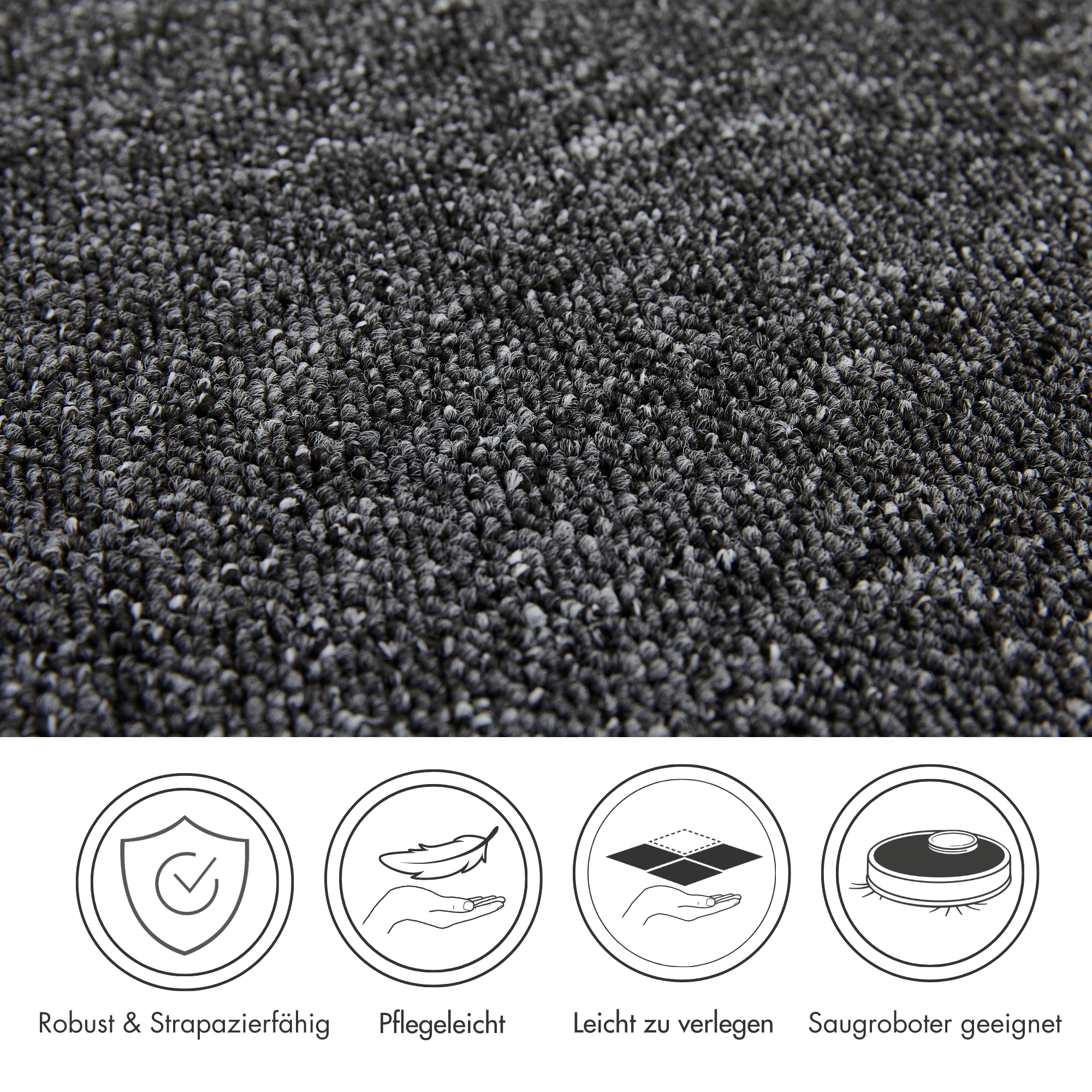 Andiamo Teppichboden »Carlos, Feinschlinge, Made in Netherlands«, rechteckig, 6,5 mm Höhe, melierte Optik, Breite 400 cm oder 500 cm, strapazierfähig