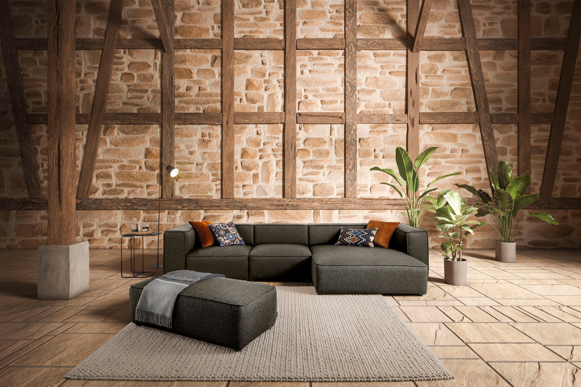 W.SCHILLIG Ecksofa "around-the-block Mega Sofa, viel Platz und hoher Sitzkomfort, L-Form" mit eleganter Biese, mit Federkern, Breite 341 cm