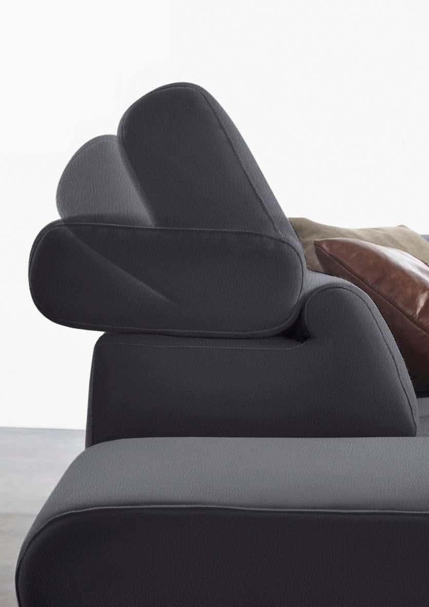 W.SCHILLIG Ecksofa »finn, Designsofa mit tollem Sitzkomfort, bequem, L-Form«, German Design Award 2016, Fußgestell Nussbaum natur, Breite 281 cm
