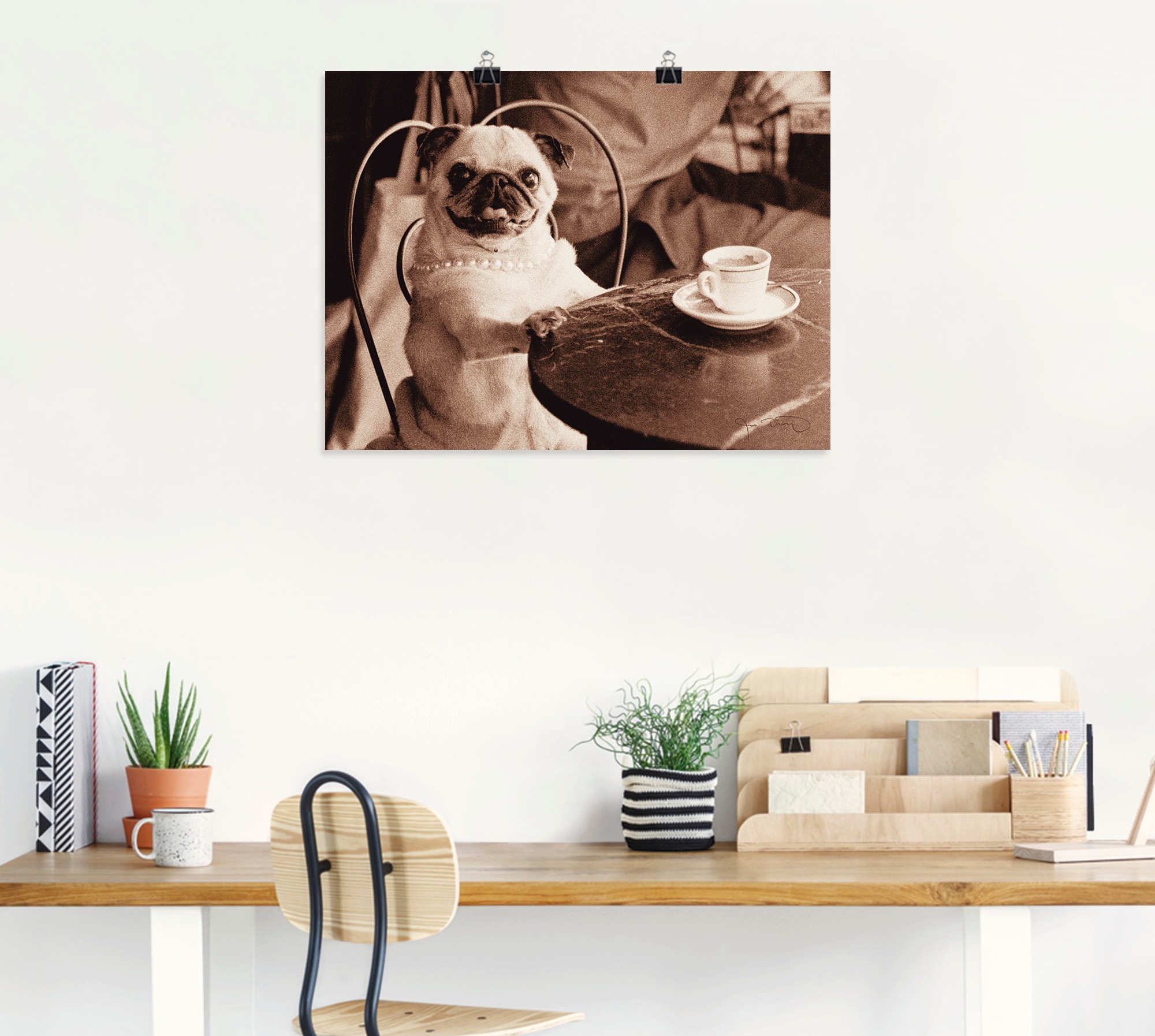 Artland Wandbild "Kaffee Mops" Haustiere 1 Stk. tlg. als Leinwandbild, Post günstig online kaufen