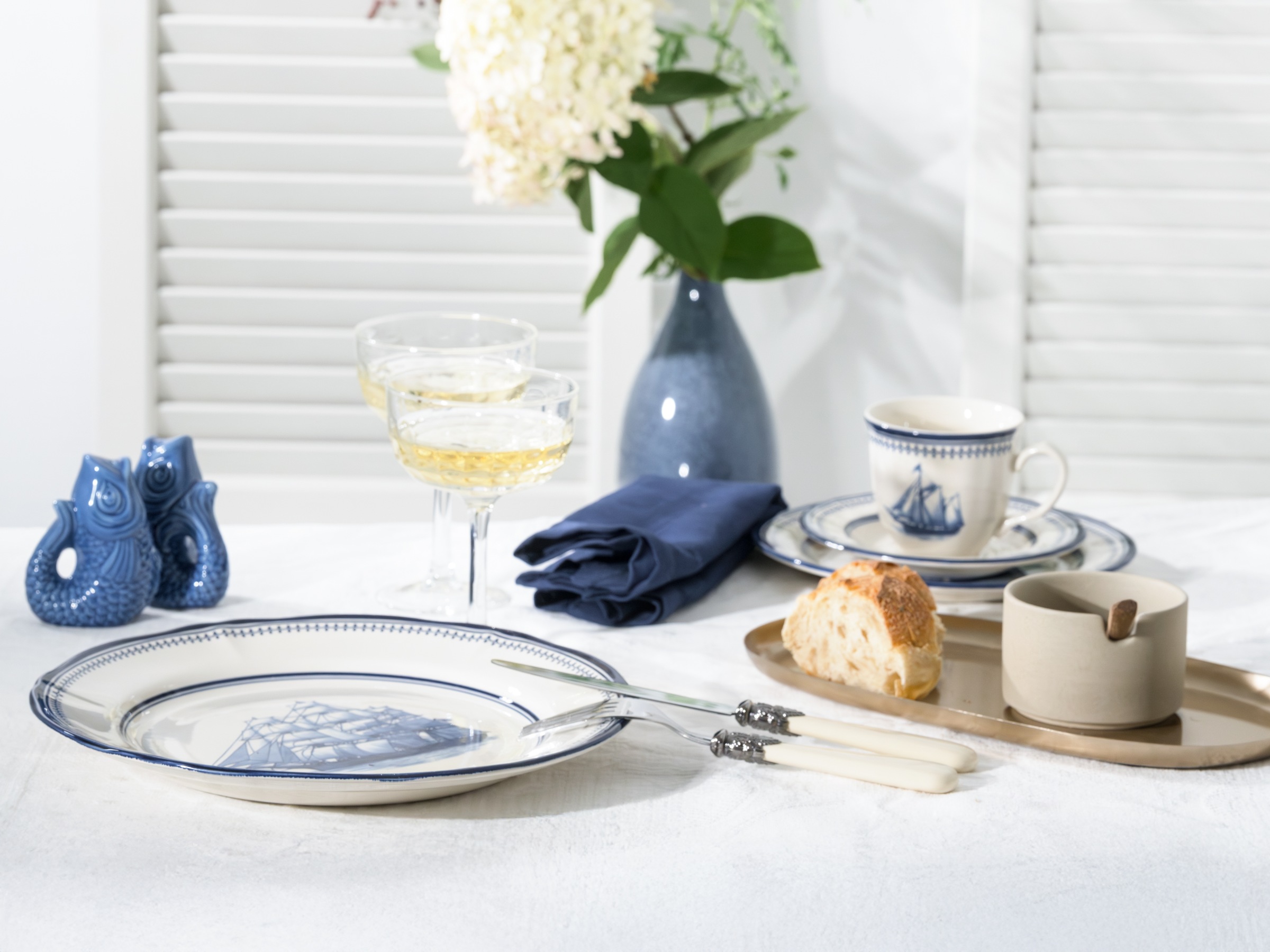 CreaTable Kombiservice »Segelschiff, Service 30-tlg.« Elegante Fahnenform, Schiffsdekor