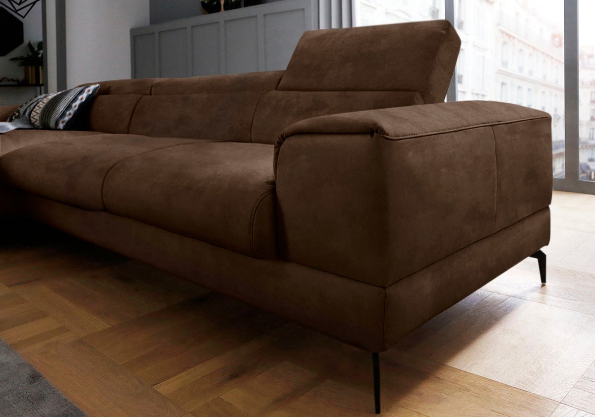 W.SCHILLIG Ecksofa »piedroo, Designsofa mit tollem Sitzkomfort, bequem, L-Form«, Kopfteilverstellung, wahlweise mit Sitztiefenverstellung, Breite 343cm