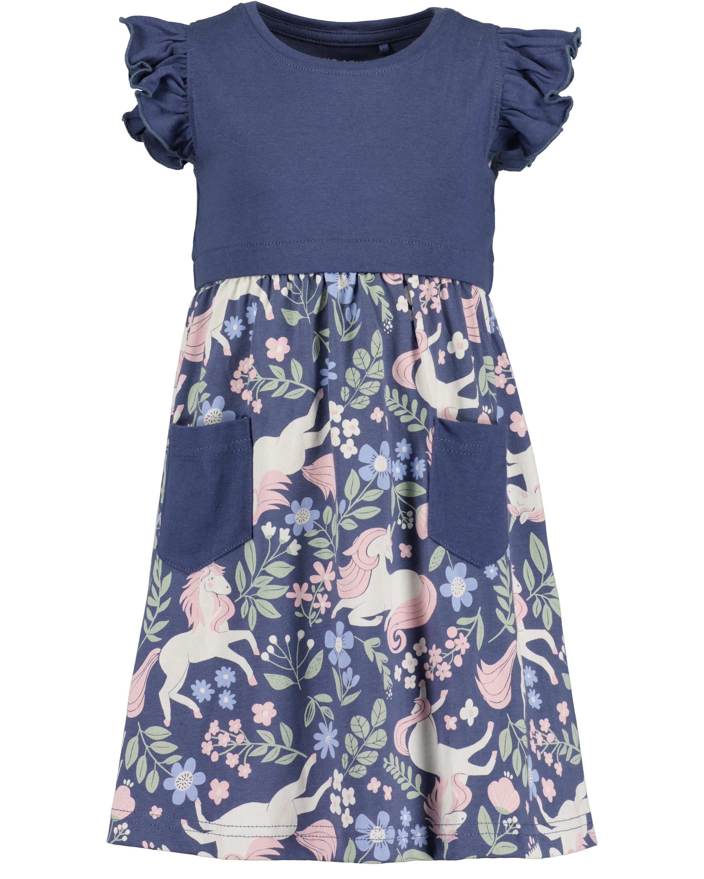 Thumbnail - Blue Seven Jerseykleid Packung, 2 tlg. tlg. 1x uni und 1x mit Alloverprint und aufgesetzten Taschen