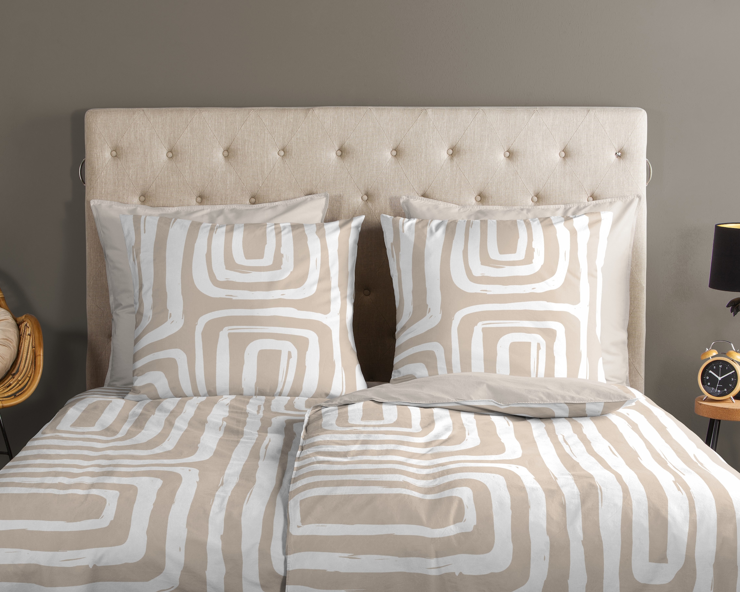 good morning Wendebettwäsche »Madeleine« 2 100% Baumwolle, Renforcé, Reißverschluss, Wendeoptik, Modern, Sand