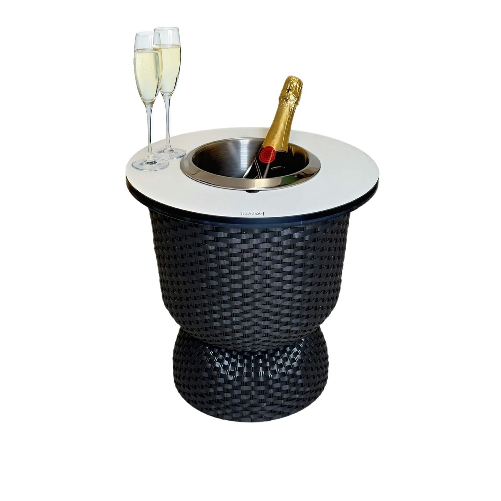 Beistelltisch COOTAB COOLER TABLE "3-in-1 Loungetisch mit Edelstahl-Kühler Paris 43 cm", schwarz (schwarz, champagner), B:41cm H:43cm T:41cm, Tische, Beistelltisch, Wetterfest, Pflegeleicht, Hitzebeständig