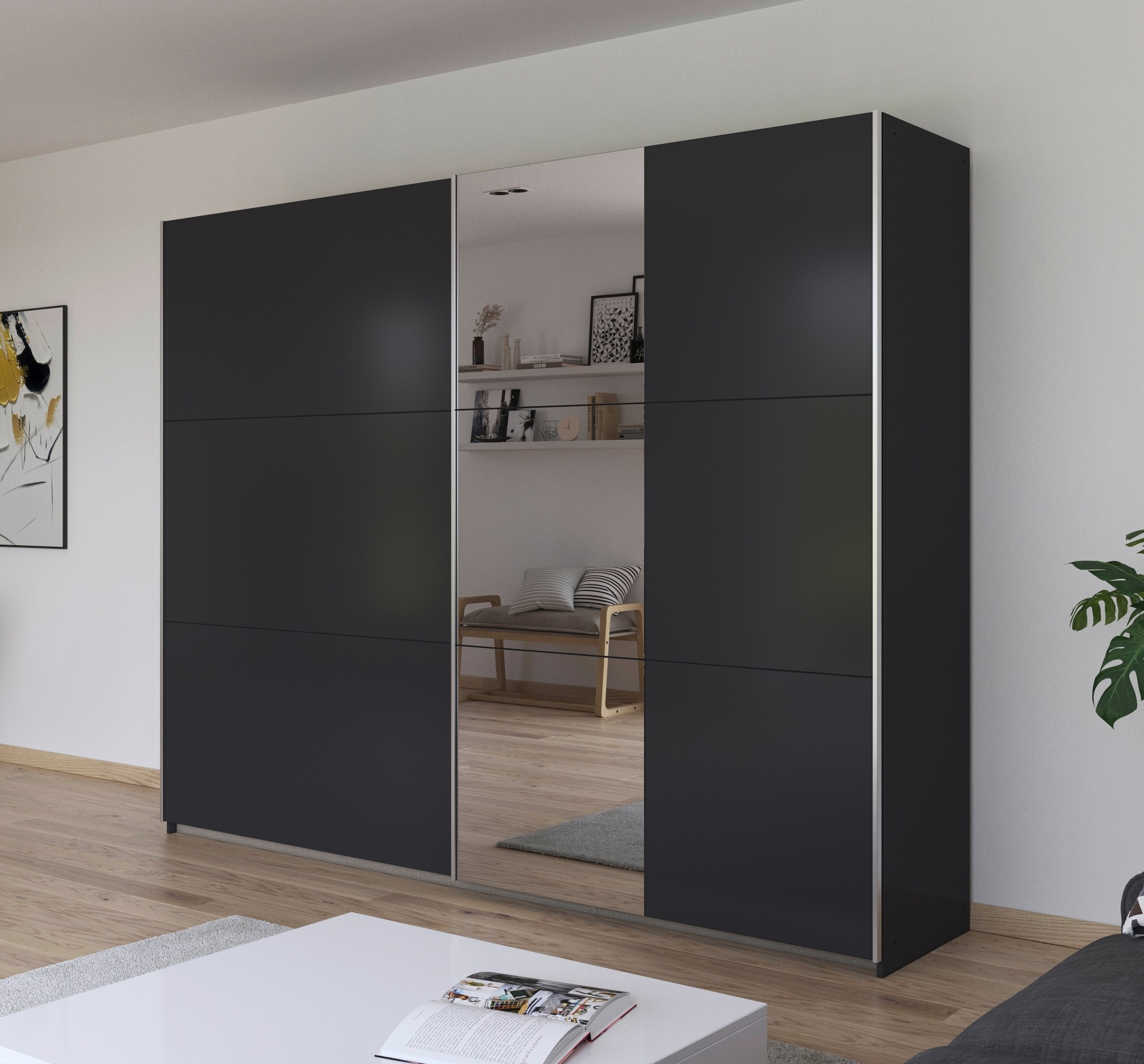 rauch Schwebetürenschrank »Kleiderschrank Garderobe TOPSELLER AURELIO mit 3 Ausstattungsvarianten«, 3 verschiedene Ausstattungsvarianten Griffe aus Metall MADE IN GERMANY