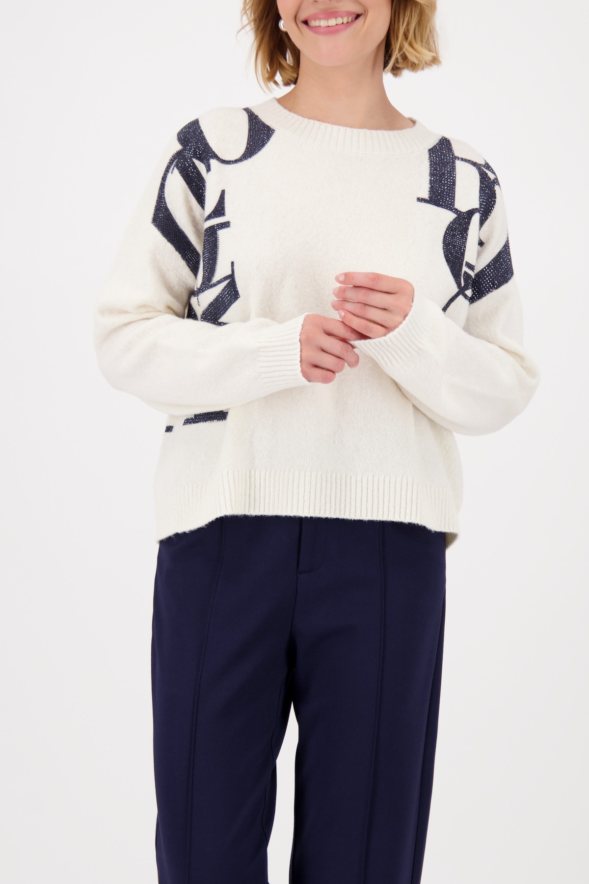 Monari Strickpullover "Pullover Buchstaben", Regular fit mit Rundhalsaussch günstig online kaufen