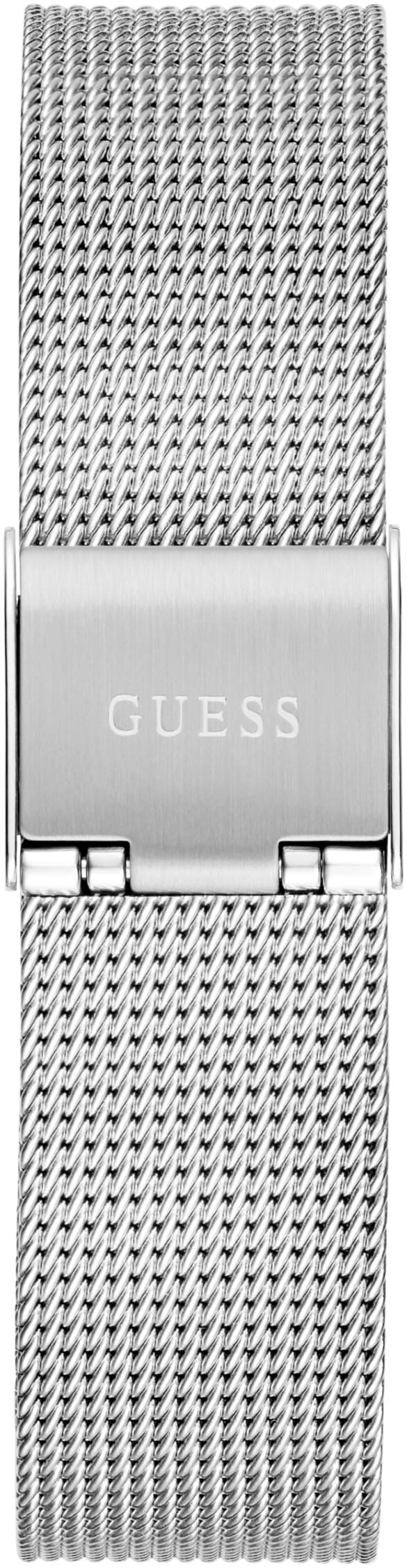 Guess Quarzuhr »GLITZ PLAQUE«, Armbanduhr, Damenuhr, Edelstahlarmband, Mineralglas, analog