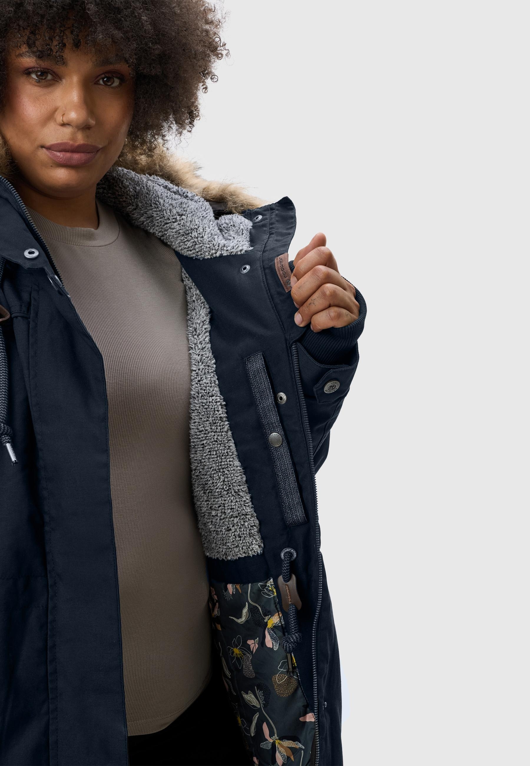 Ragwear Winterjacke »Tawny«, mit Kapuze, stylischer Winterparka mit großer Kapuze und Kunstfellkragen