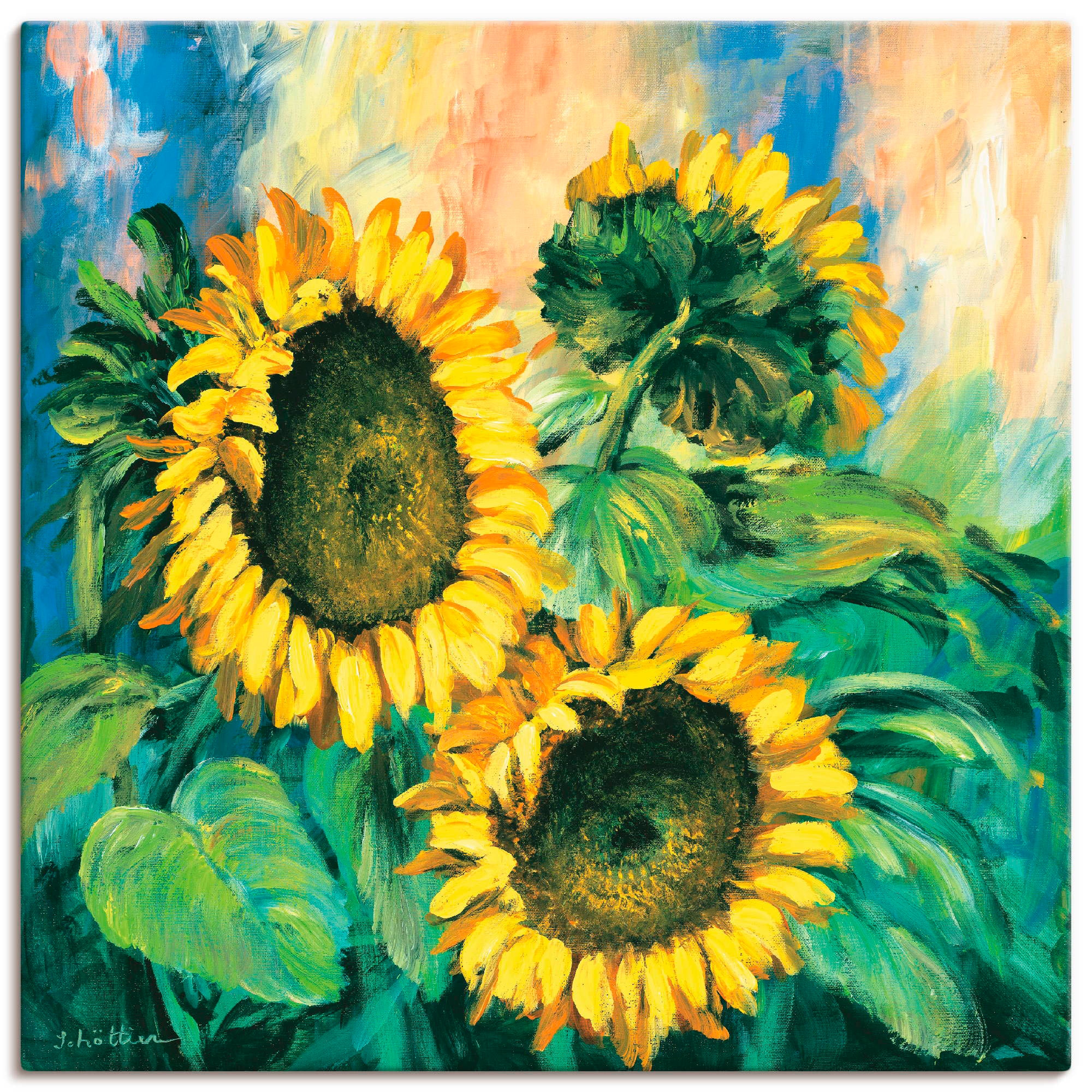 Artland Leinwandbild "Sonnenblumen II", Blumen, (1 St.), auf Keilrahmen gespannt