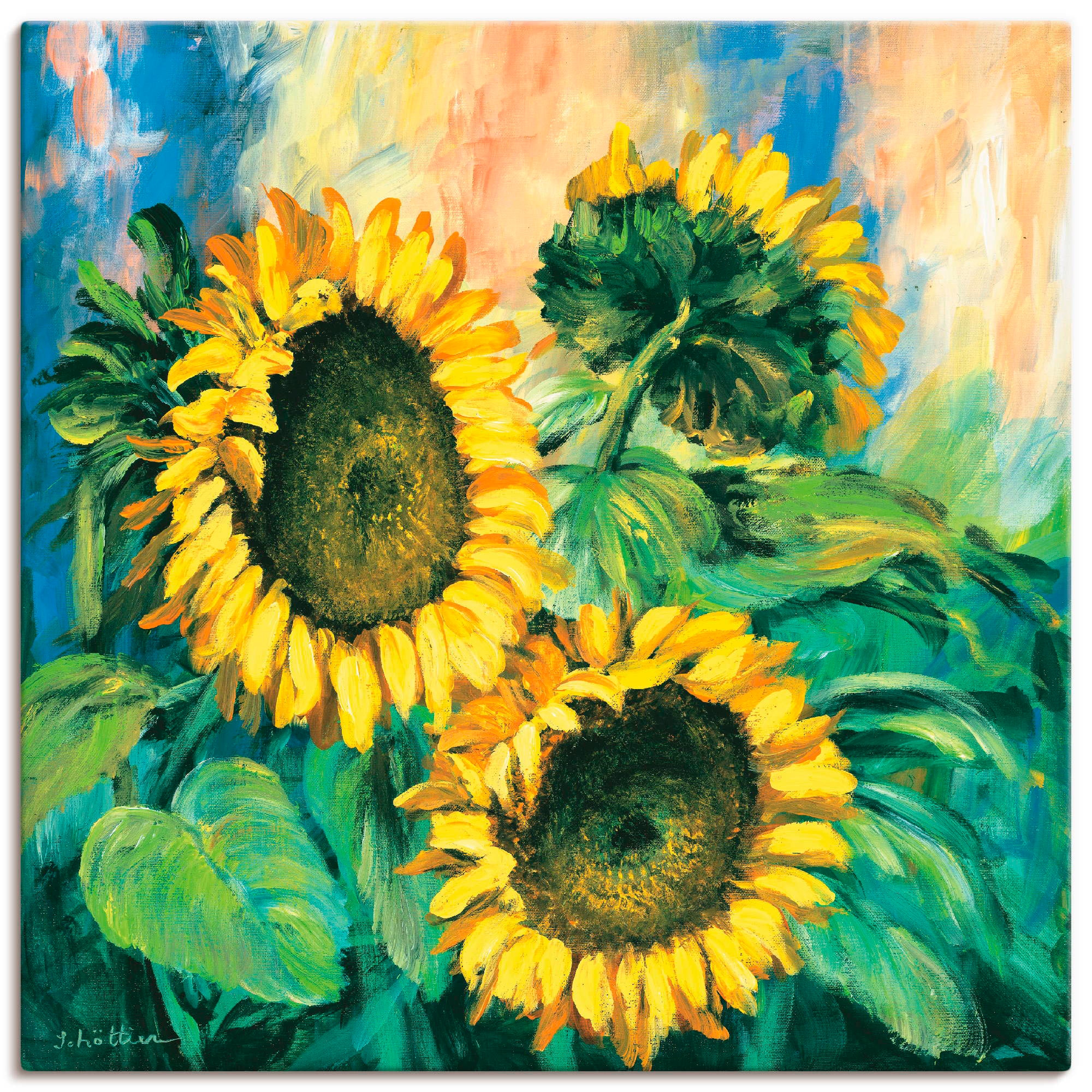 Artland Leinwandbild "Sonnenblumen II" Blumen 1 Stk. tlg. auf Holzrahmen gespannt