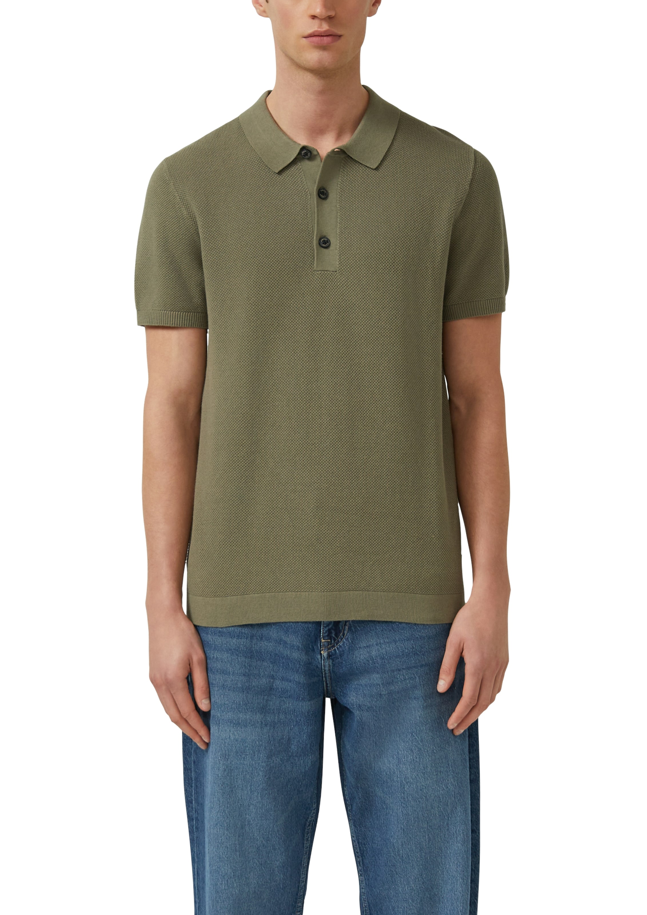 Polokragenpullover S.OLIVER, Herren, Gr. M, khaki, Strick, Obermaterial: 100% Baumwolle, unifarben, regular fit normal, ohne Ausschnitt, Rippbündchen, Pullover, mit Rippbündchen