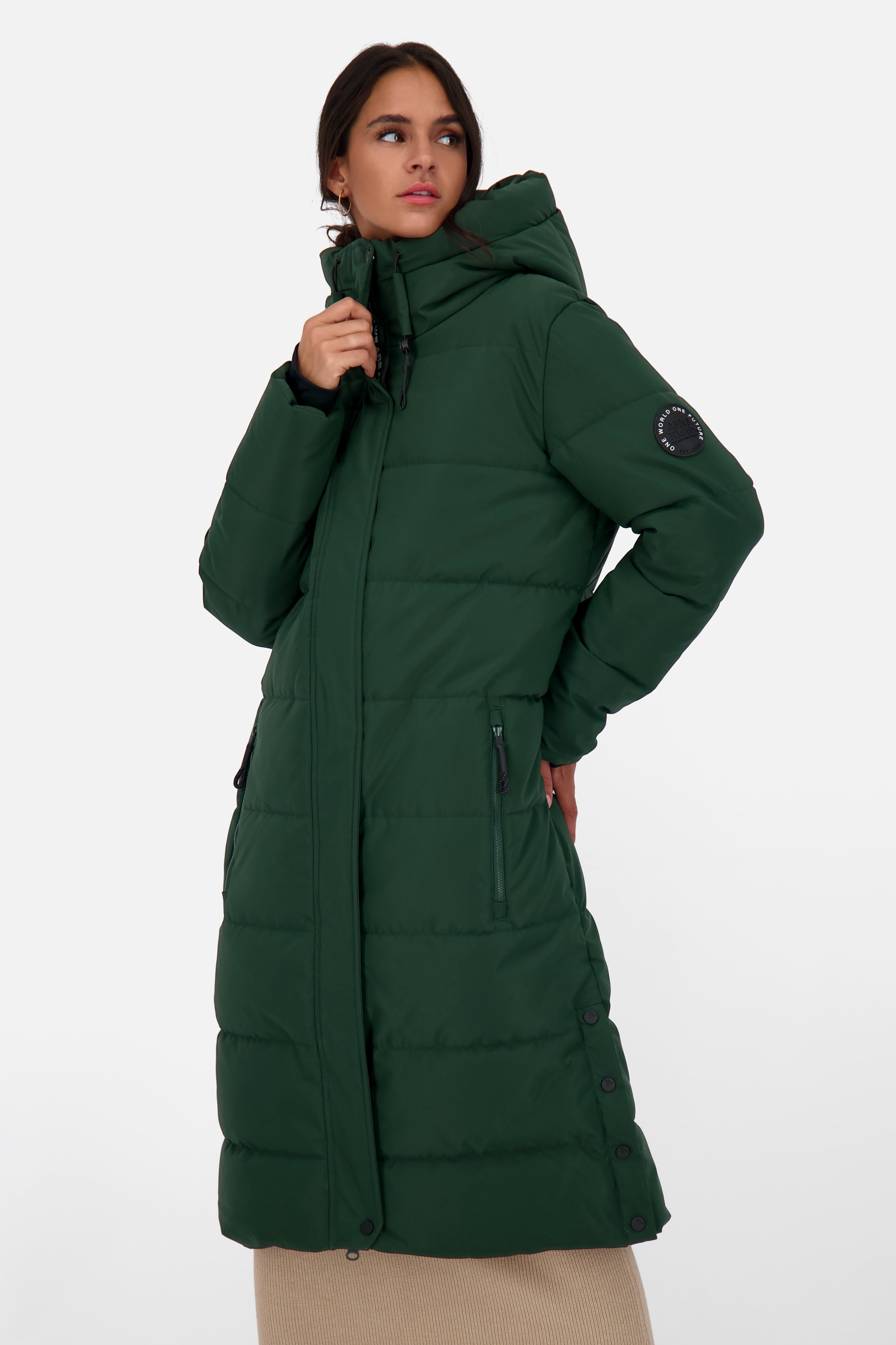 Alife & Kickin Steppjacke »Damen KatiaAK A«, mit Kapuze, Langer Wintermantel mit großer Kapuze und regulierbarer Beinfreiheit
