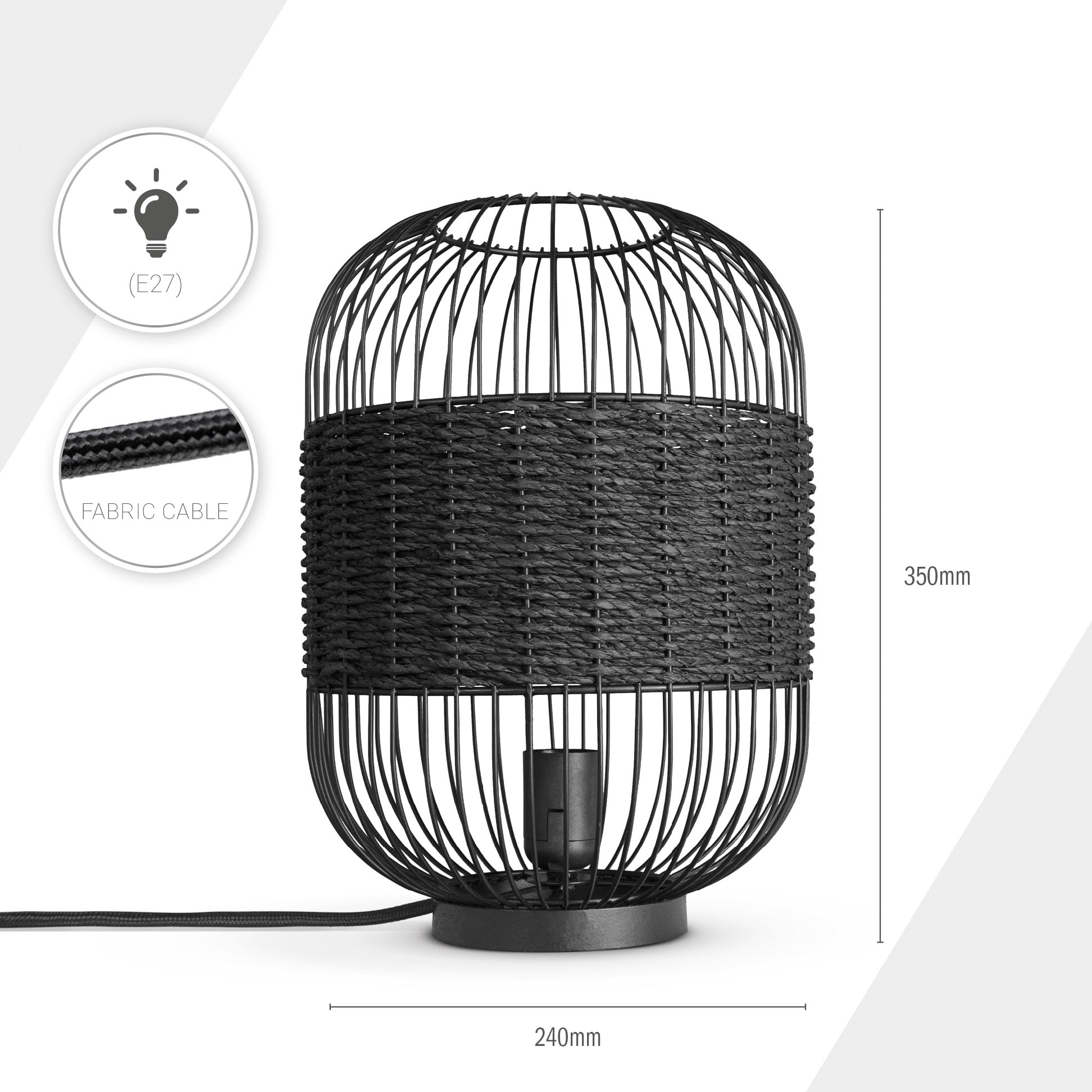 Paco Home Tischleuchte »PUCA«, Leuchtmittel E27 | ohne Leuchtmittel, Käfig Papier Nachttisch Lampe Metall E27 Vintage Boho