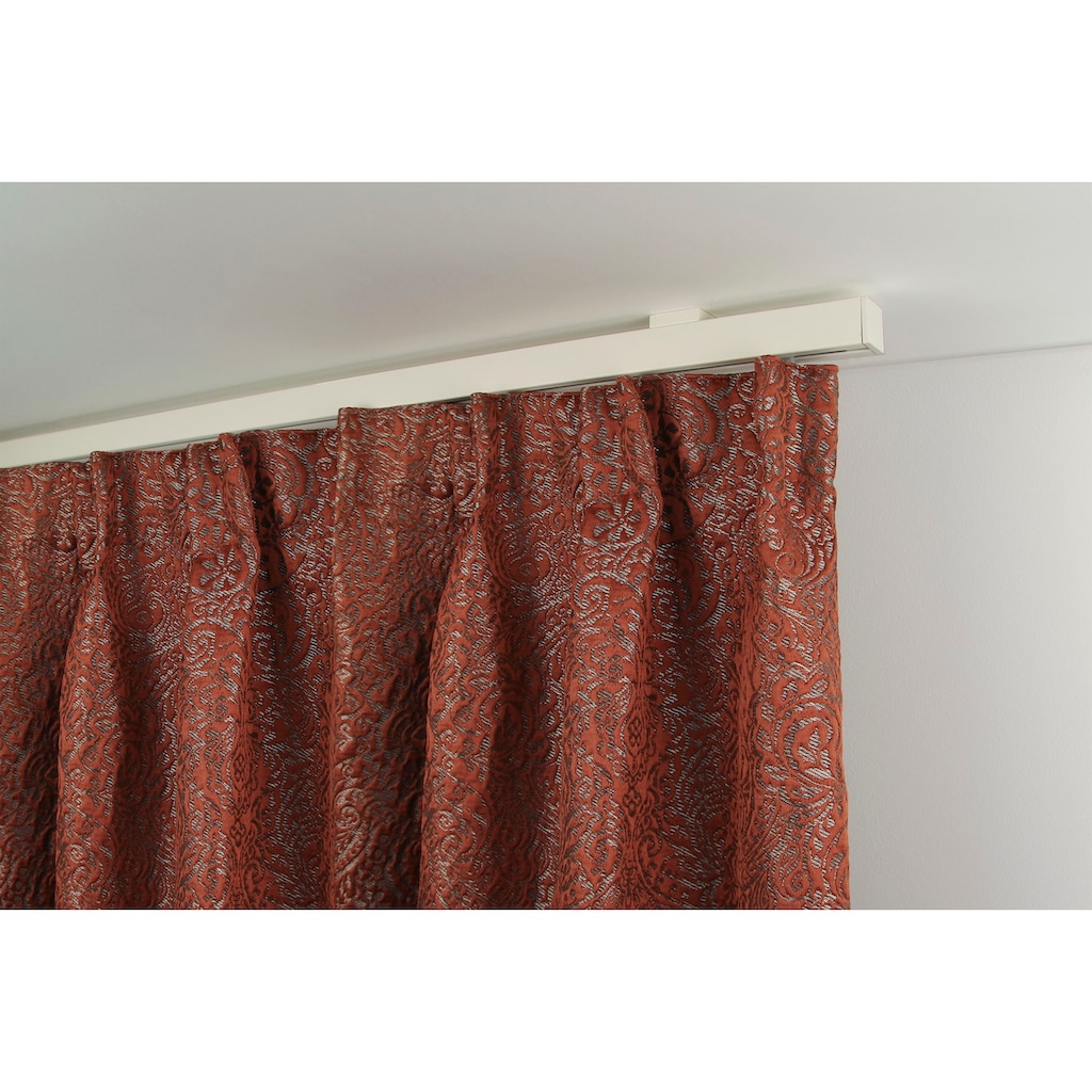 GARESA Gardinenstange »Nora«, 1 läufig-läufig, Wunschmaßlänge, Vorhanggarnitur, einfache Montage an die Decke, verlängerbar, Kappe