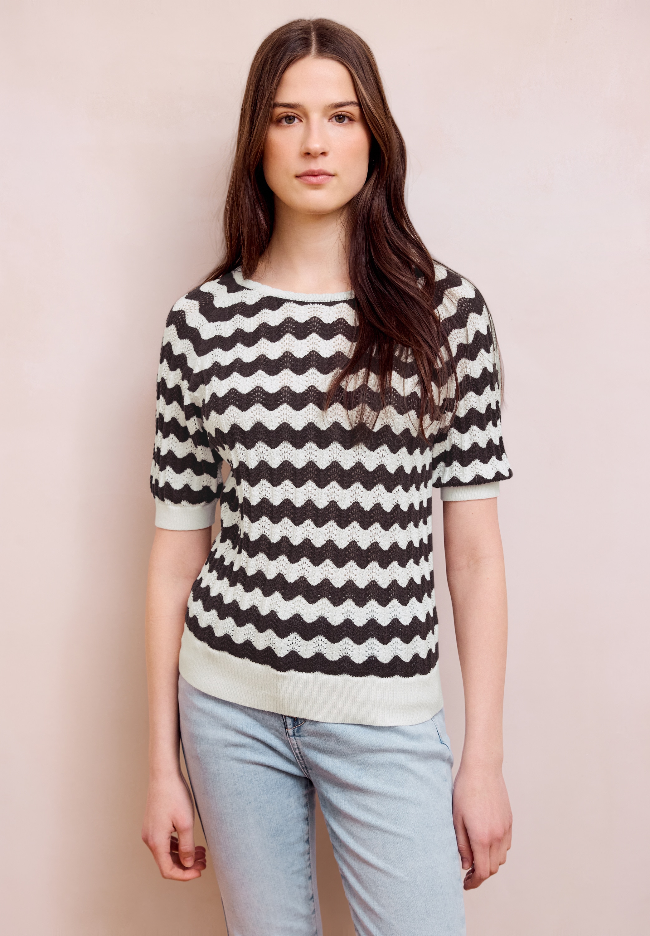 STREET ONE STUDIO Rundhalspullover mit Strick-Detail günstig online kaufen