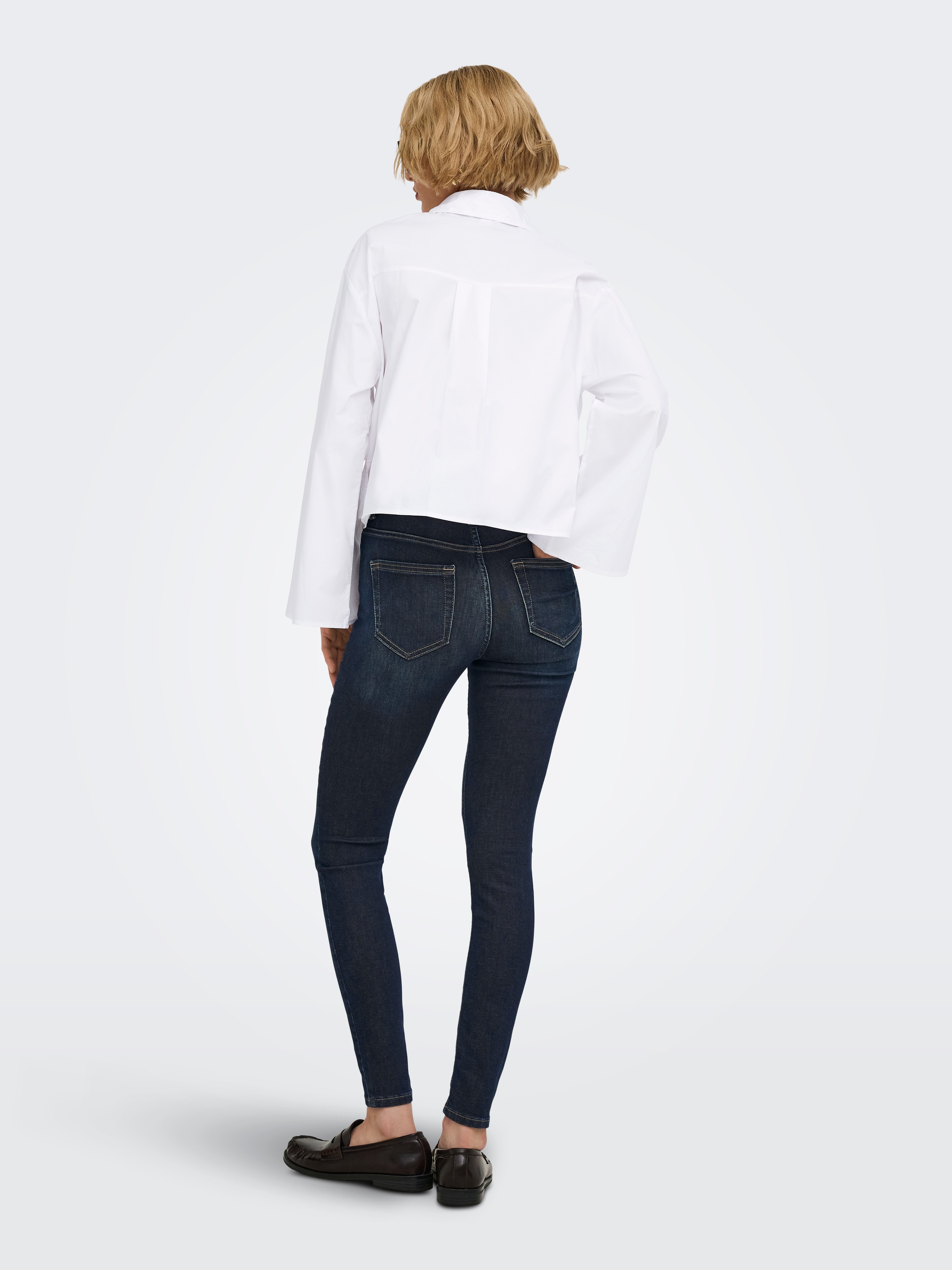 ONLY Skinny-fit-Jeans »ONLBLUSH HW COATED SKINNY ANK DNM REA22« Materialmix, high waist, skinny fit