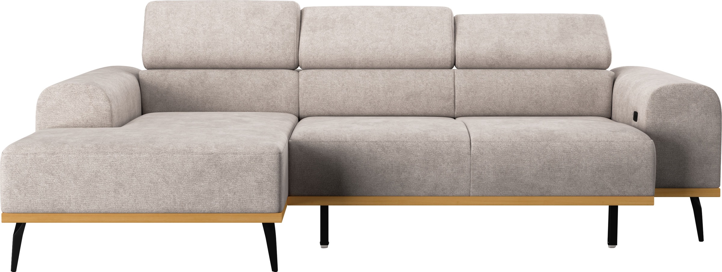 Places of Style Ecksofa »Carlo L-Form«, mit Kopfteilverstellung & Holz-Rahmenoptik, wahlweise Relaxfunktion