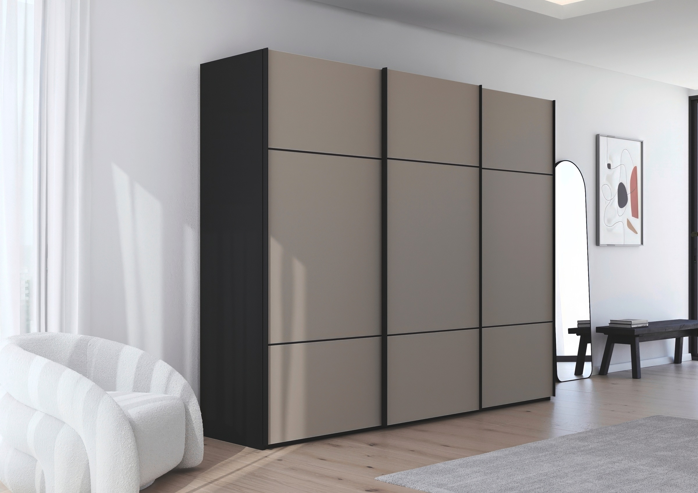 Thumbnail - rauch Schwebetürenschrank "Kleiderschrank Schrank Garderobe Schlafzimmerschrank SCALE-TRIO" edle dreigeteilte Front mit ...