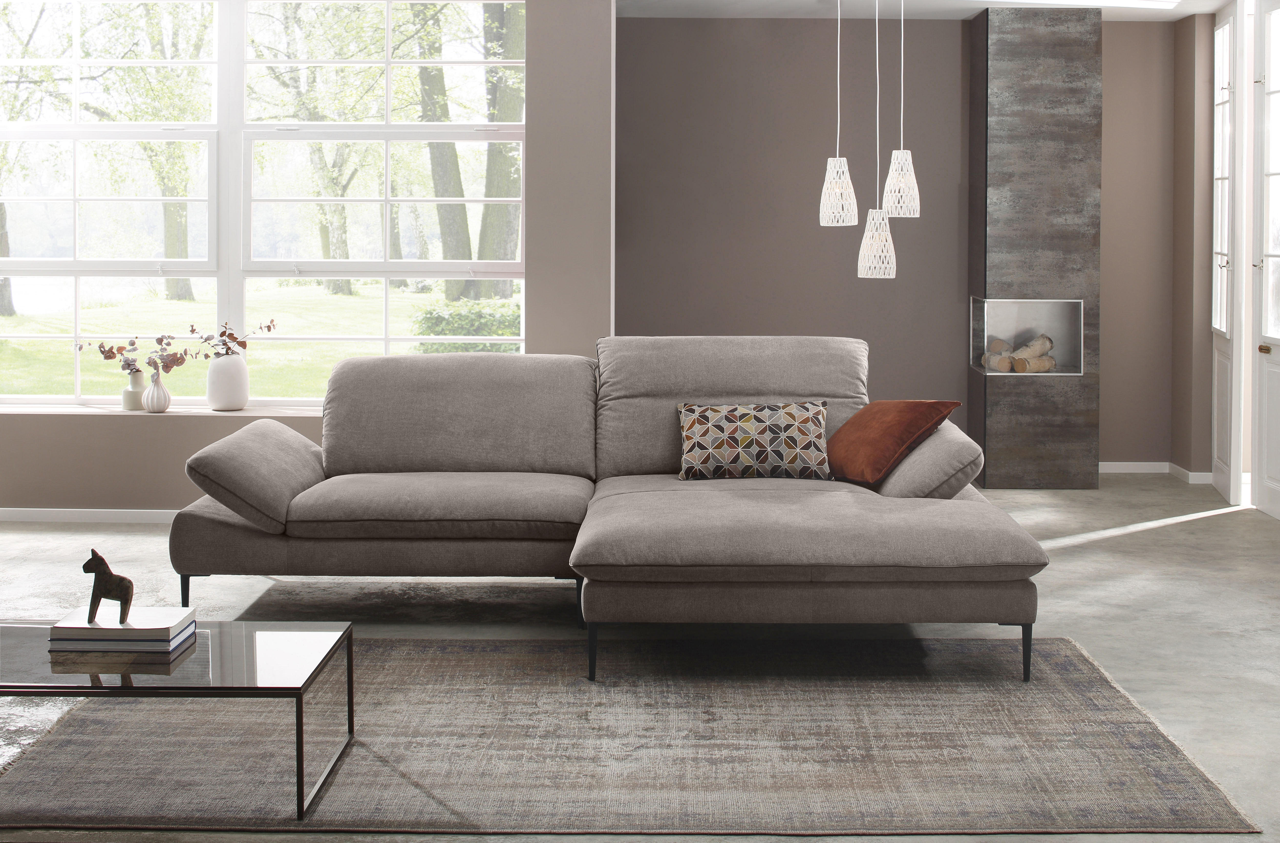W.SCHILLIG Ecksofa "enjoy&MORE, Designsofa, elegant und bequem, L-Form" Sitztiefenverstellung, Füße schwarz pulverbeschichtet, Breite 294 cm