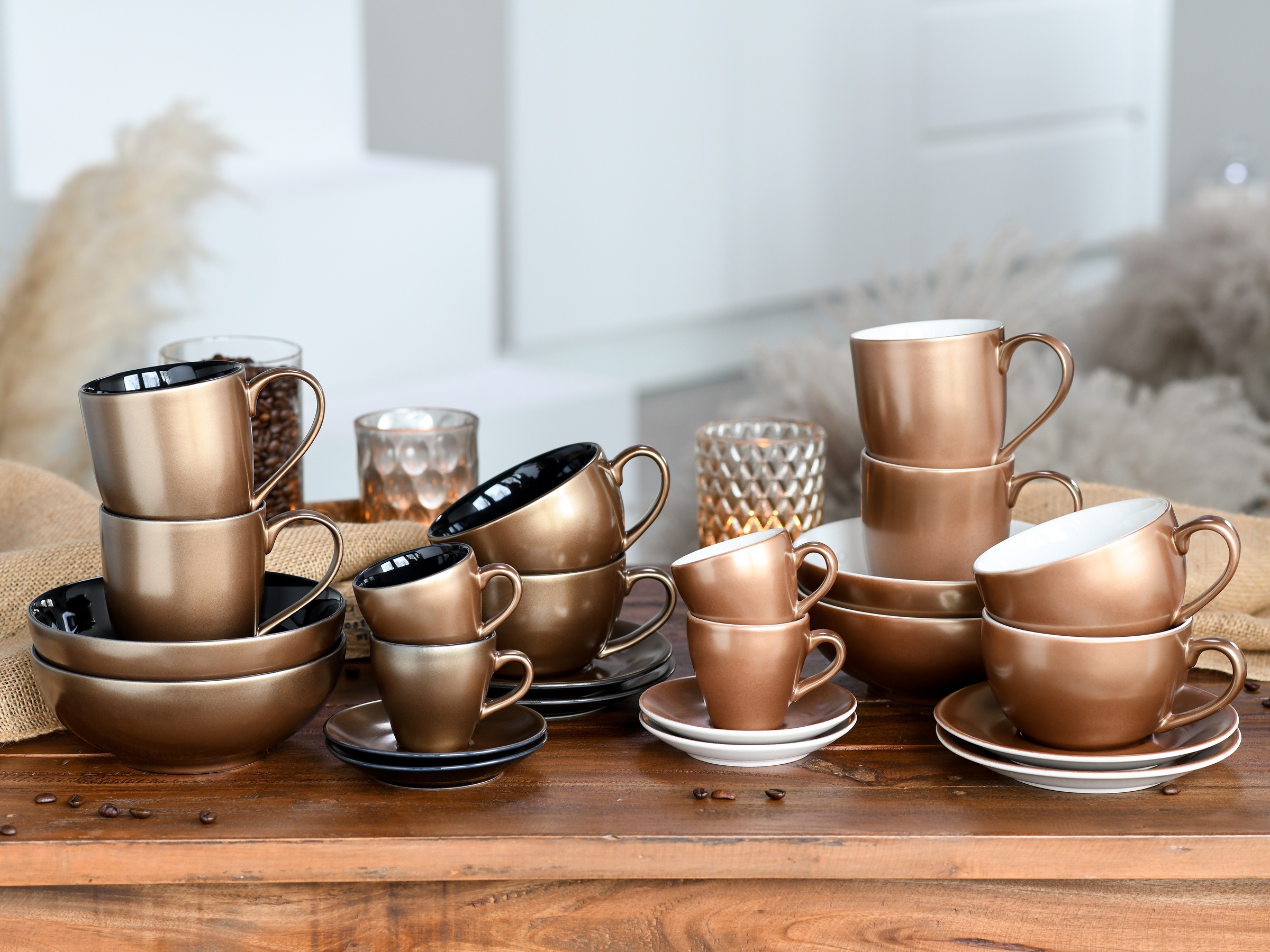 CreaTable Müslischale »Golden Days, Schale 6-tlg«, 6 tlg., aus Steinzeug, Goldfarbene Spezialglasur