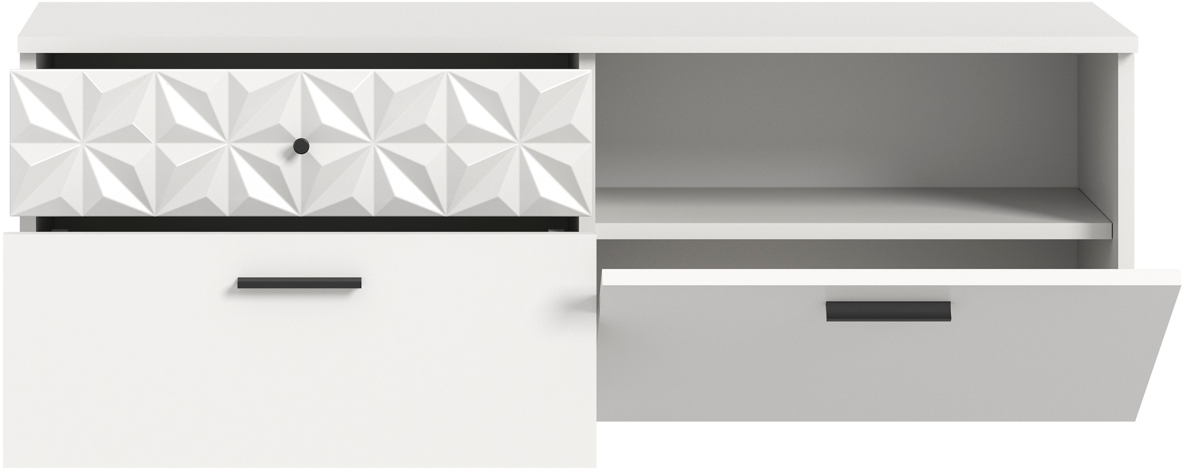 INOSIGN Schuhschrank »VICENZA, hängend, 2 Schubkästen, 1 Klappe, 2 Fächer, Ornamentabsetzung«, Hängeschrank, Flurschrank, Dielenschrank, Anrichte, Kommode