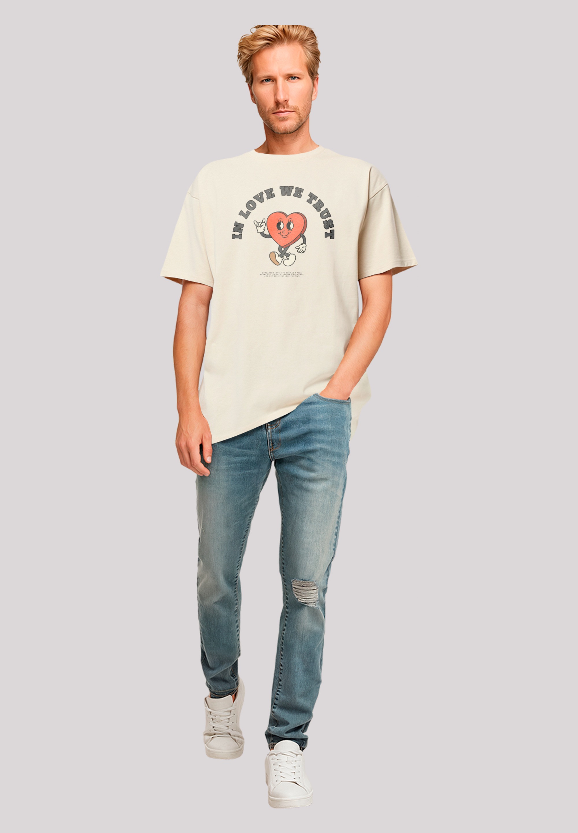 F4NT4STIC T-Shirt »In Love We Trust Valentinstag Streetwear«, Premium Y2K Streetwear