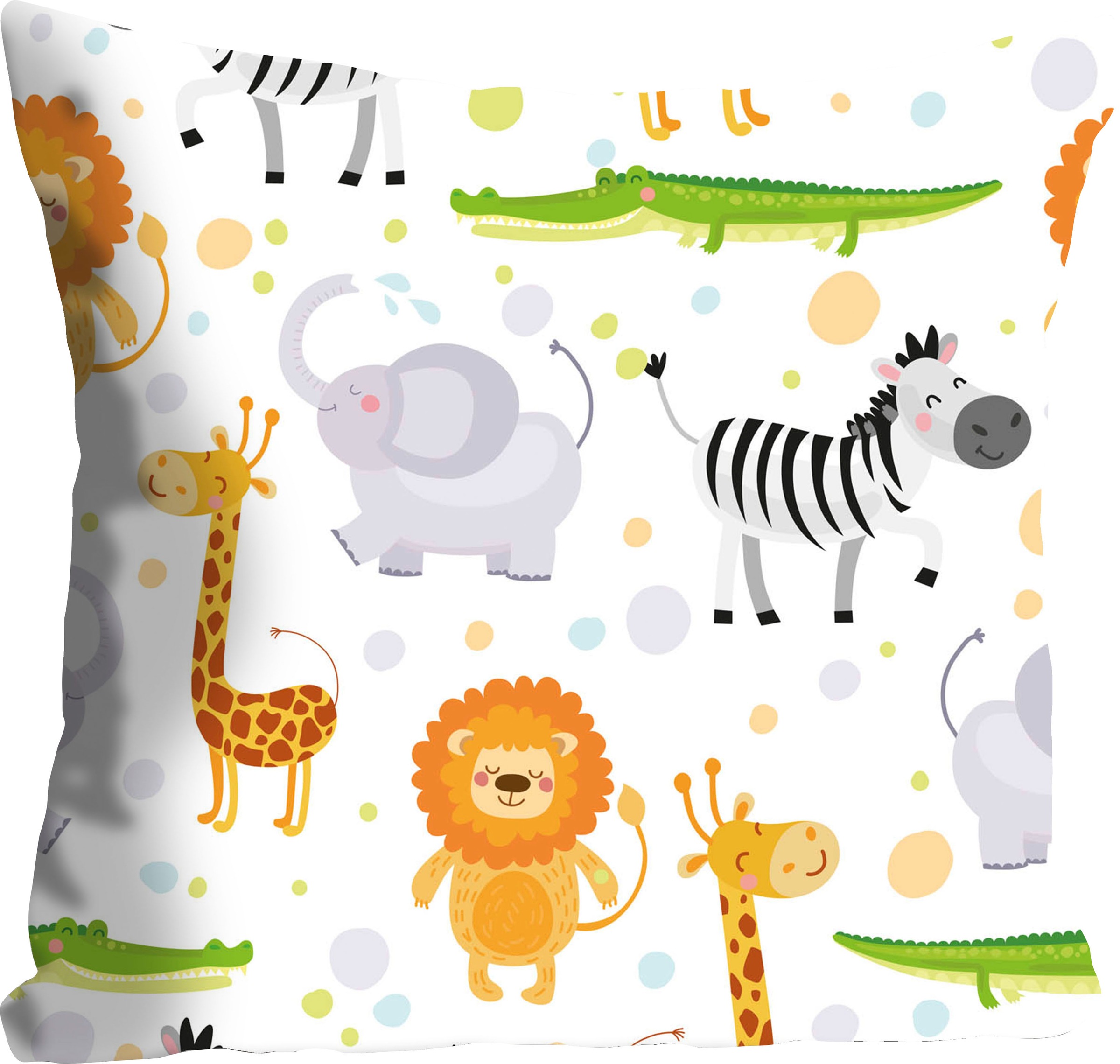 queence Dekokissen "Sandy" Kissenhülle,Kinder,Giraffe,Zebra,Löwe,Krokodil,E günstig online kaufen