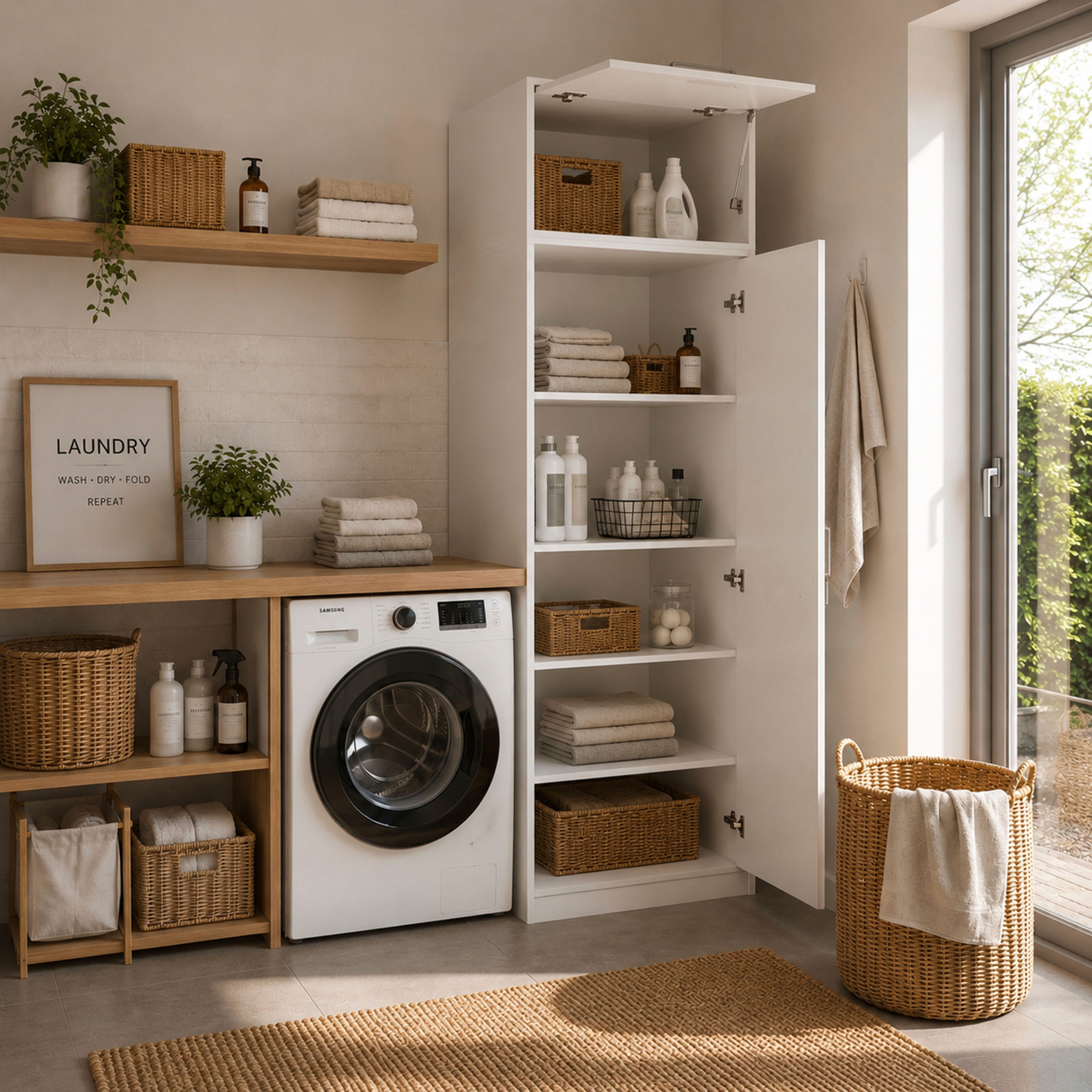 Inter Link Mehrzweckschrank »Norela, 2-tlg. Haushaltsschrank, inkl. Kleiderstange, 67 x 68 x 208 cm« 1 Stk. tlg. Hauswirtschaftsraum, höhenverstellbare Füße und Einlegeböden