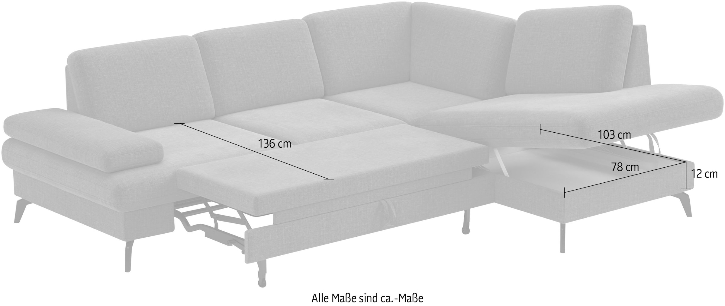 sit&more Ecksofa »Morris L-Form, inkl. Sitztiefenverstellung«, wahlweise mit Armteilverstellung, Bettfunktion & Bettkasten