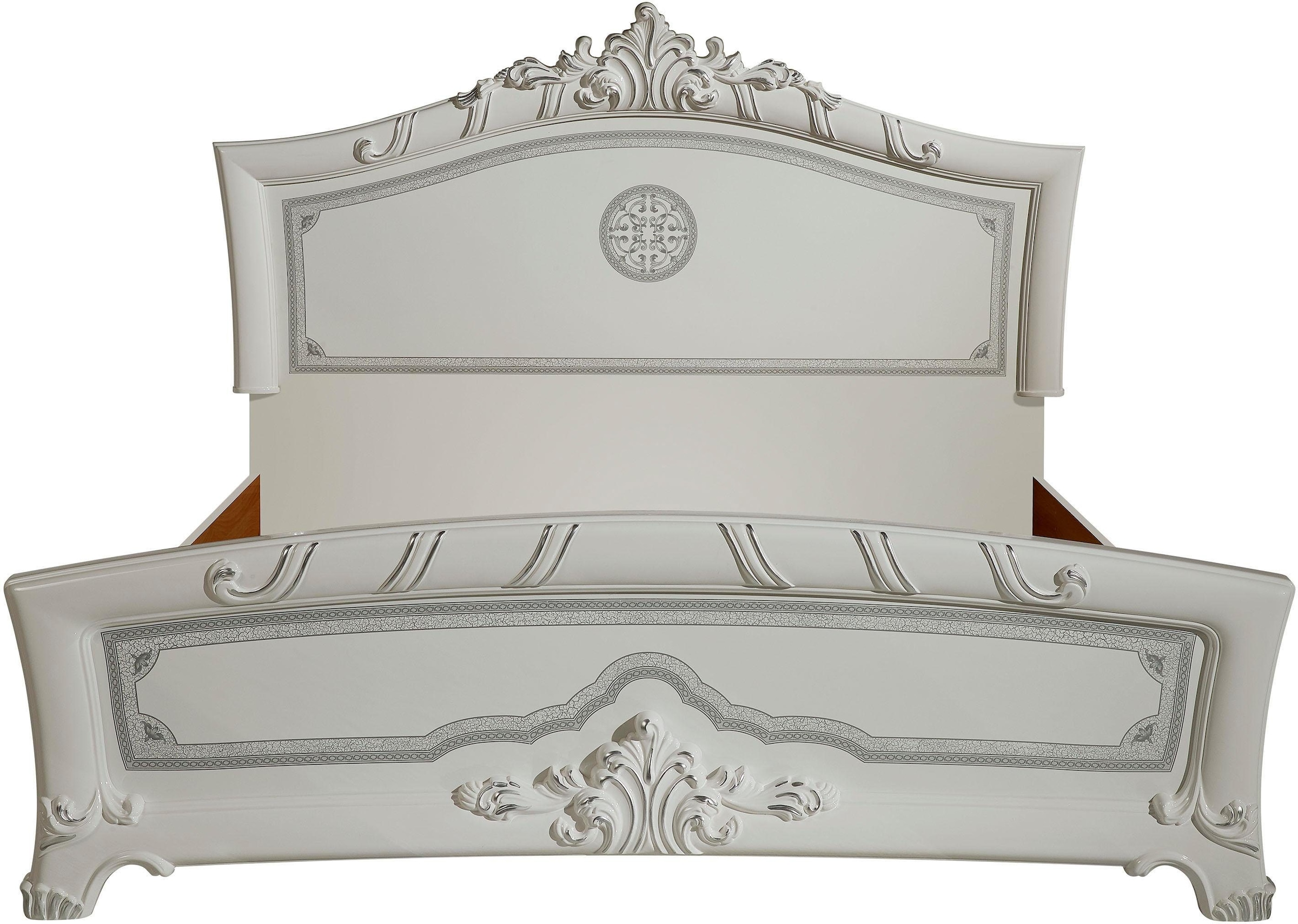 INOSIGN Schlafzimmer-Set »Greta, aus FSC-zertifiziertem Holzwerkstoff, Hochglanzoberfläche«, (4 tlg., aus 1 Kleiderschrank, 1 Bett (180x200cm) und 2 Nachtkommoden), im italienischen Barock- KLassik-Stil mit opulenten Verzierungen