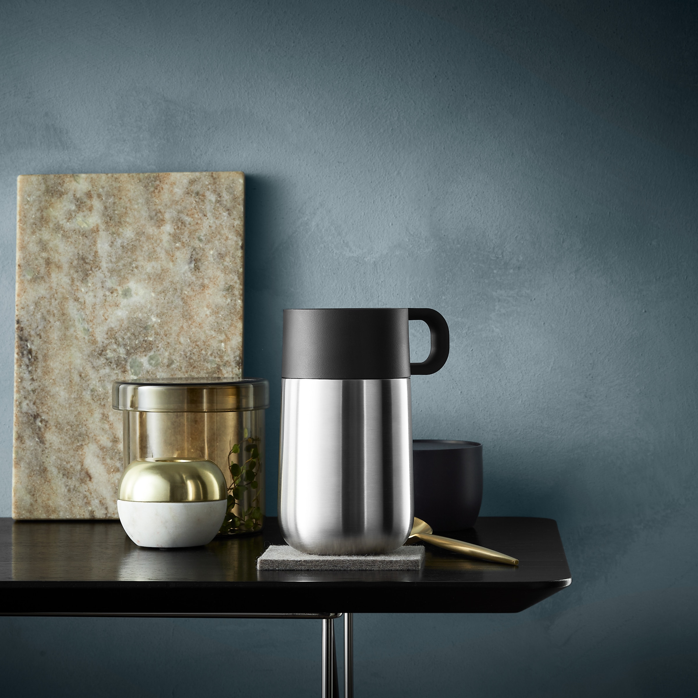 WMF Thermobecher »Impulse Travel Mug«, (1 tlg.), doppelwandiger Edelstahl, geringe Höhe, 360°-Trinköffnung