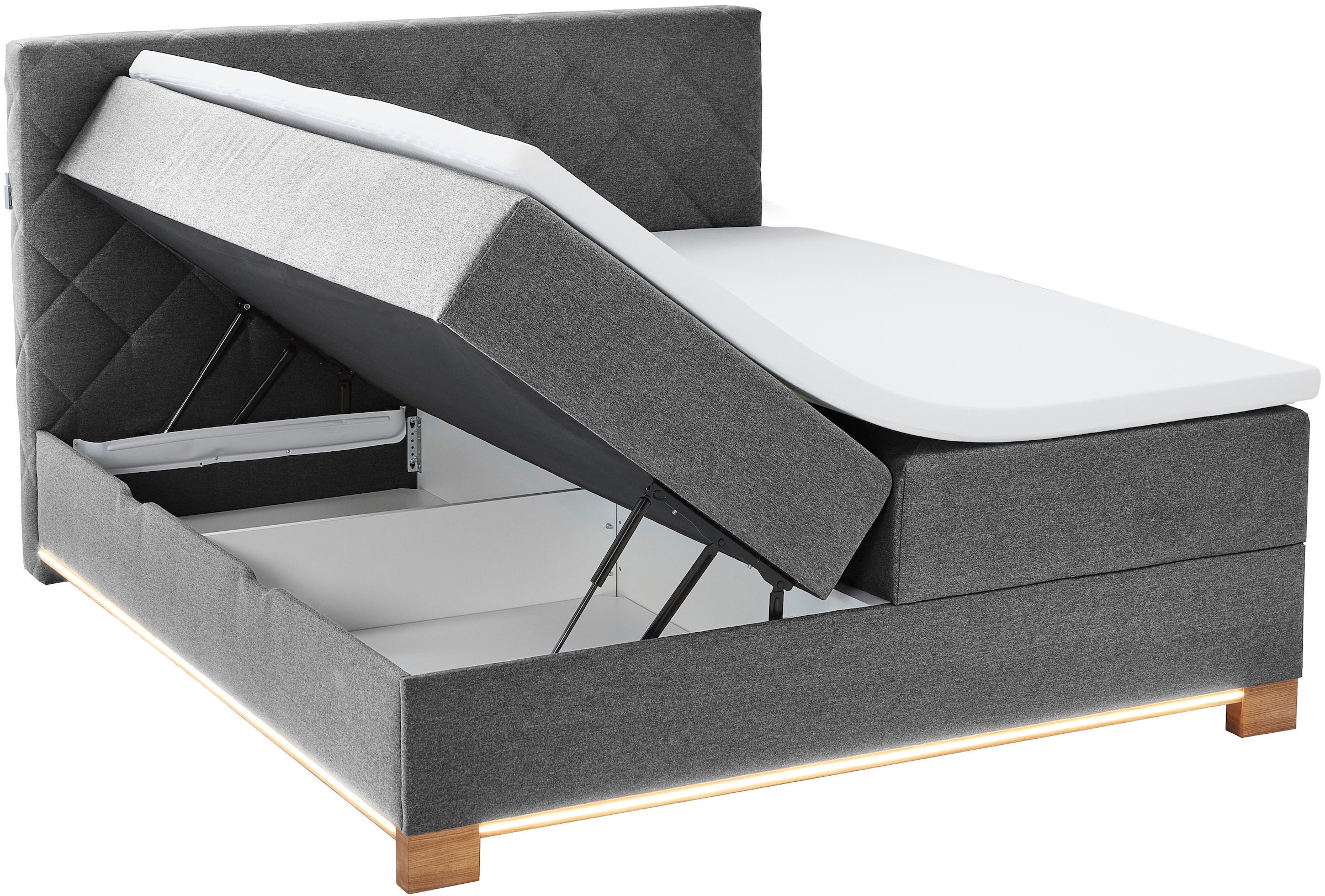 meise.möbel Boxspringbett »Messina«, inkl. Bettkasten, LED-Beleuchtung und Topper