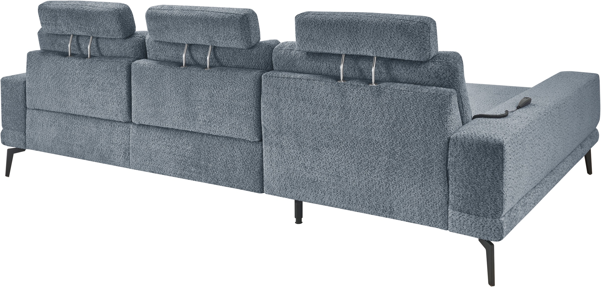 set one by Musterring Ecksofa »SO 3600, inkl motor. Sitztiefenverstellung, Kopfstützen, Nierenkissen«, Sitzhöhe 44 cm, Kaltschaum, Breite 293 x Tiefe 180 cm, Kama blue